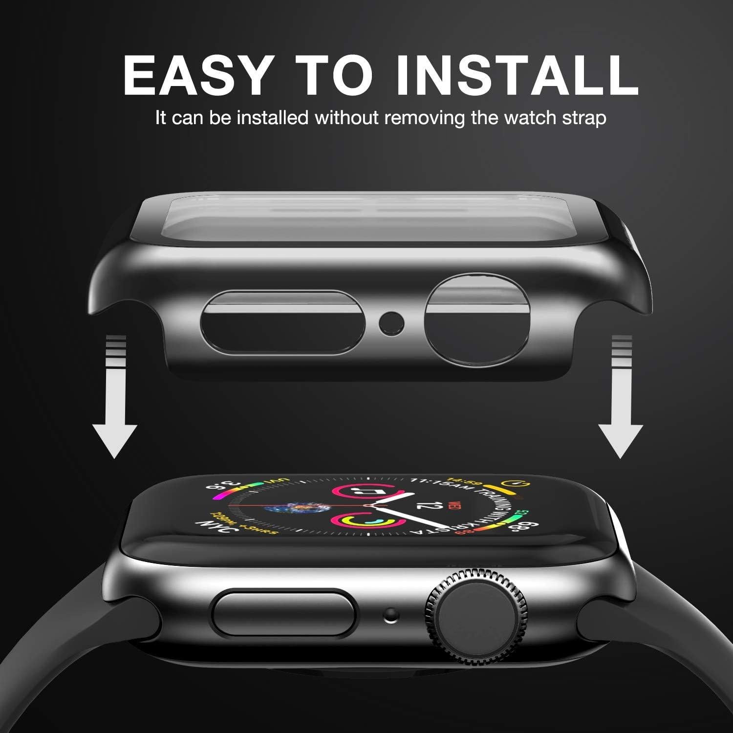 Case Compatible with Apple Watch 38MM Series 3/2/1/ with Built-in Tempered Glass Screen Protector, All-Around Ultra-Thin Bumper Full Cover Hard PC Protective Case for iWatch