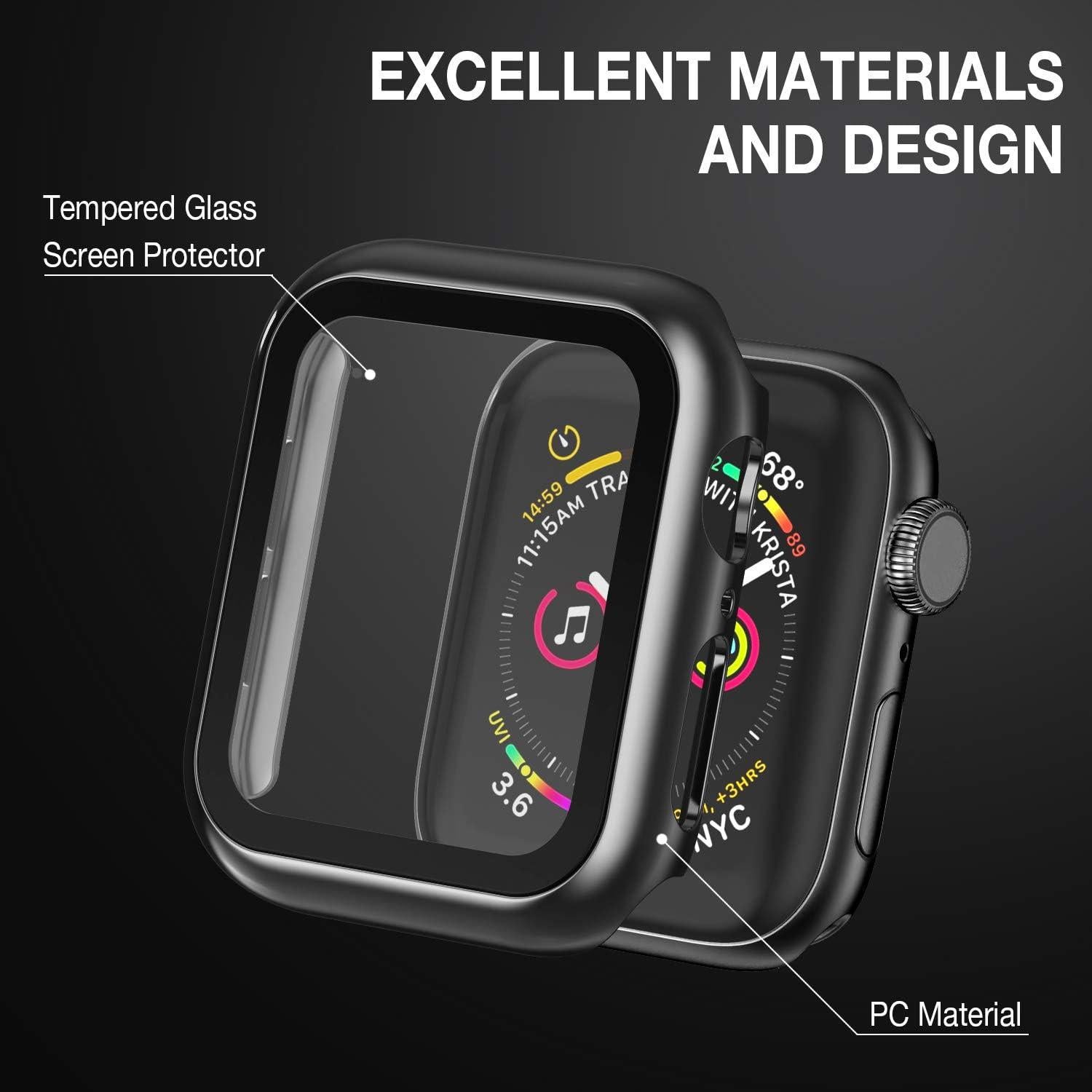 Case Compatible with Apple Watch 38MM Series 3/2/1/ with Built-in Tempered Glass Screen Protector, All-Around Ultra-Thin Bumper Full Cover Hard PC Protective Case for iWatch