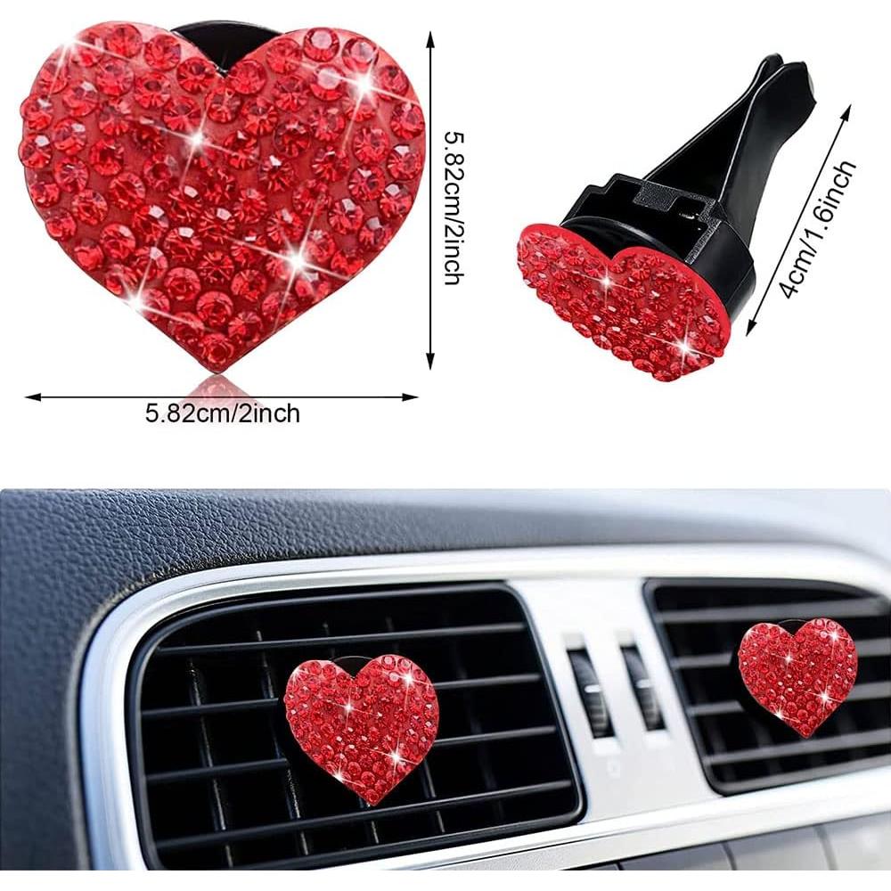 5 Clips de Ventilación de Coche Gowxs Corazones Rojos Brillantes