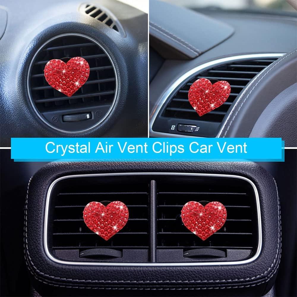 5 Clips de Ventilación de Coche Gowxs Corazones Rojos Brillantes