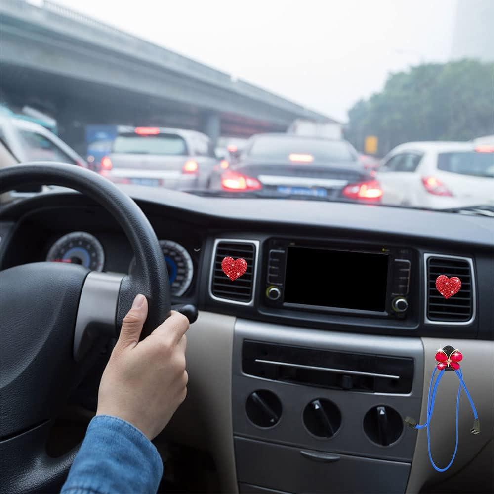 5 Clips de Ventilación de Coche Gowxs Corazones Rojos Brillantes