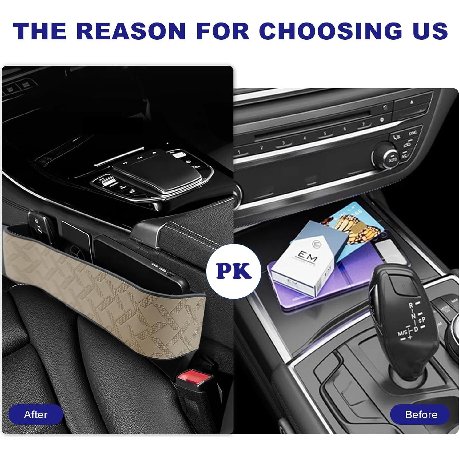 Organizador de Espacio entre Asientos Yuuaao Beige 2 Piezas