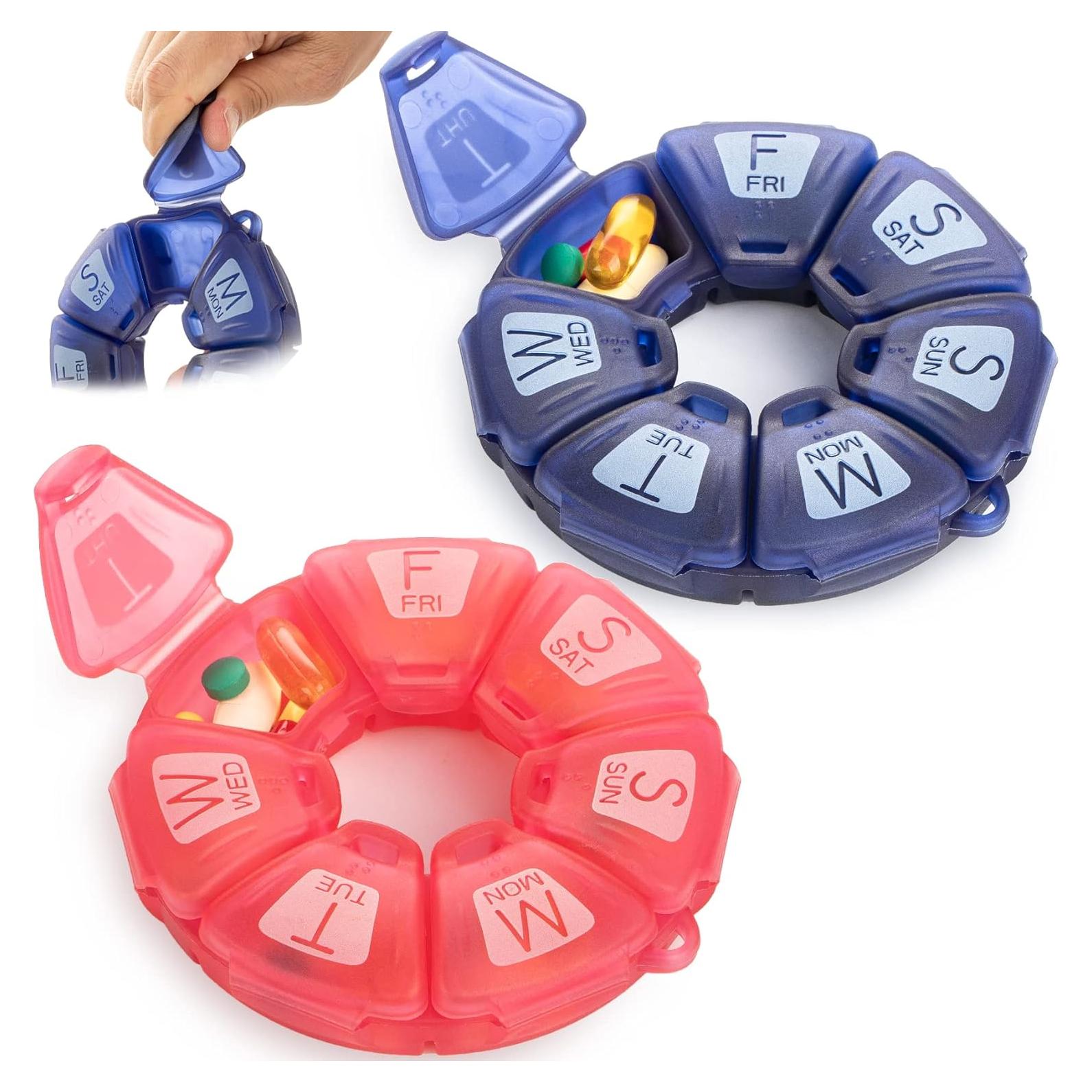 Organizador de Pastillas Semanal YAKLIM 2 Pcs Rosa Azul 11 cm
