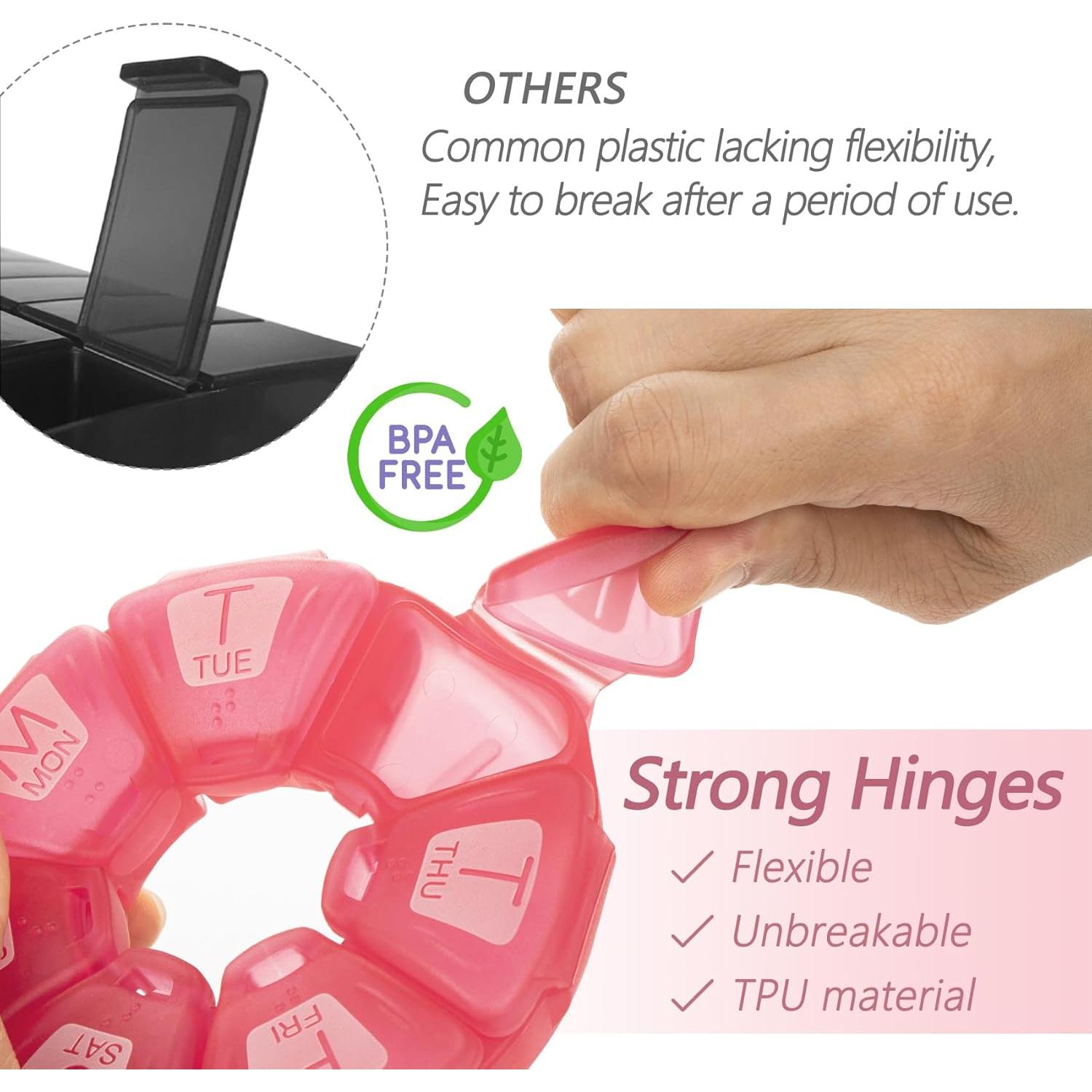 Organizador de Pastillas Semanal YAKLIM 2 Pcs Rosa Azul 11 cm