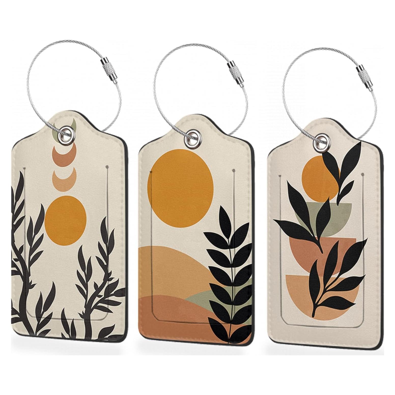 Juego de 3 Etiquetas de Equipaje ZIHONSE en Cuero PU 11.9x7 cm