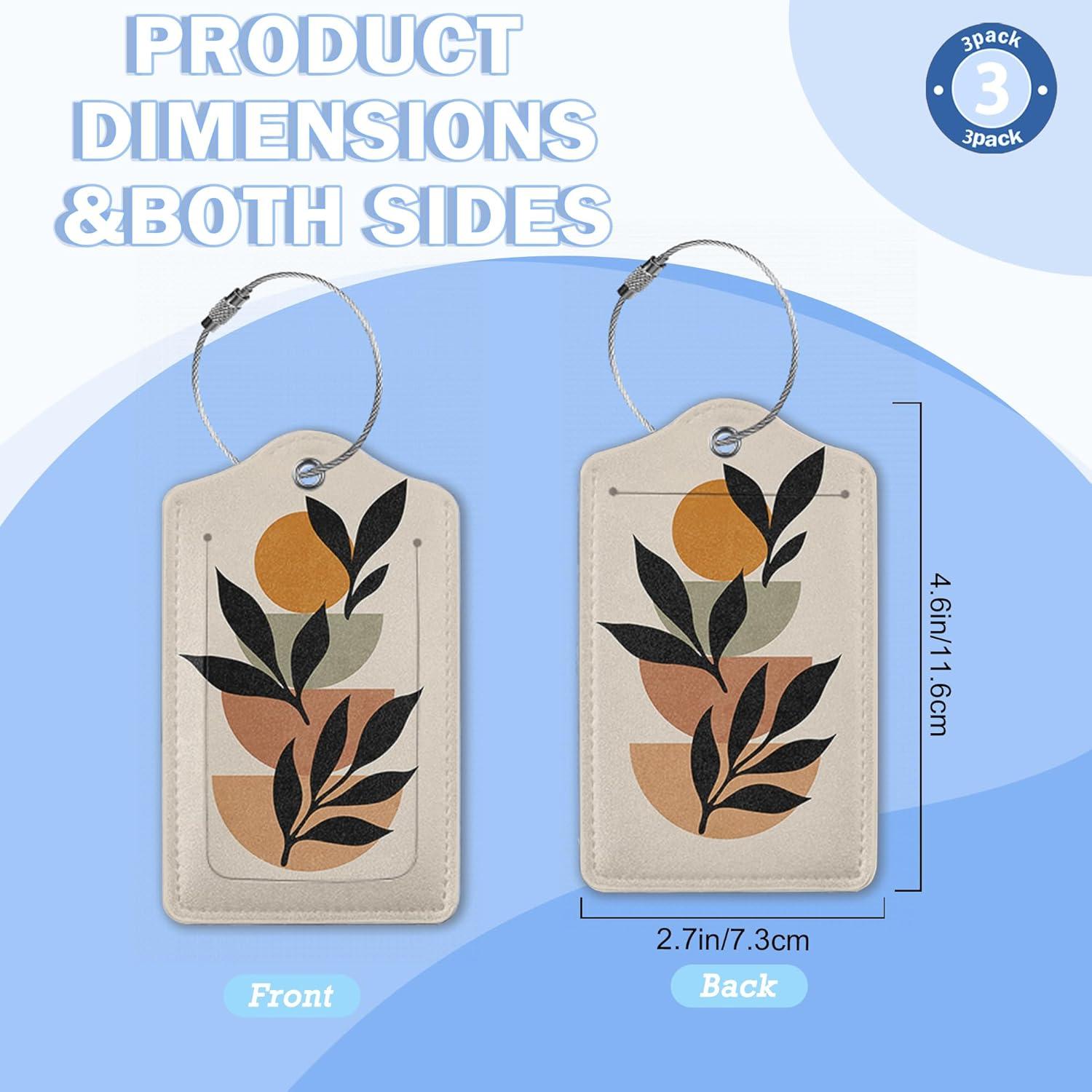 Juego de 3 Etiquetas de Equipaje ZIHONSE en Cuero PU 11.9x7 cm
