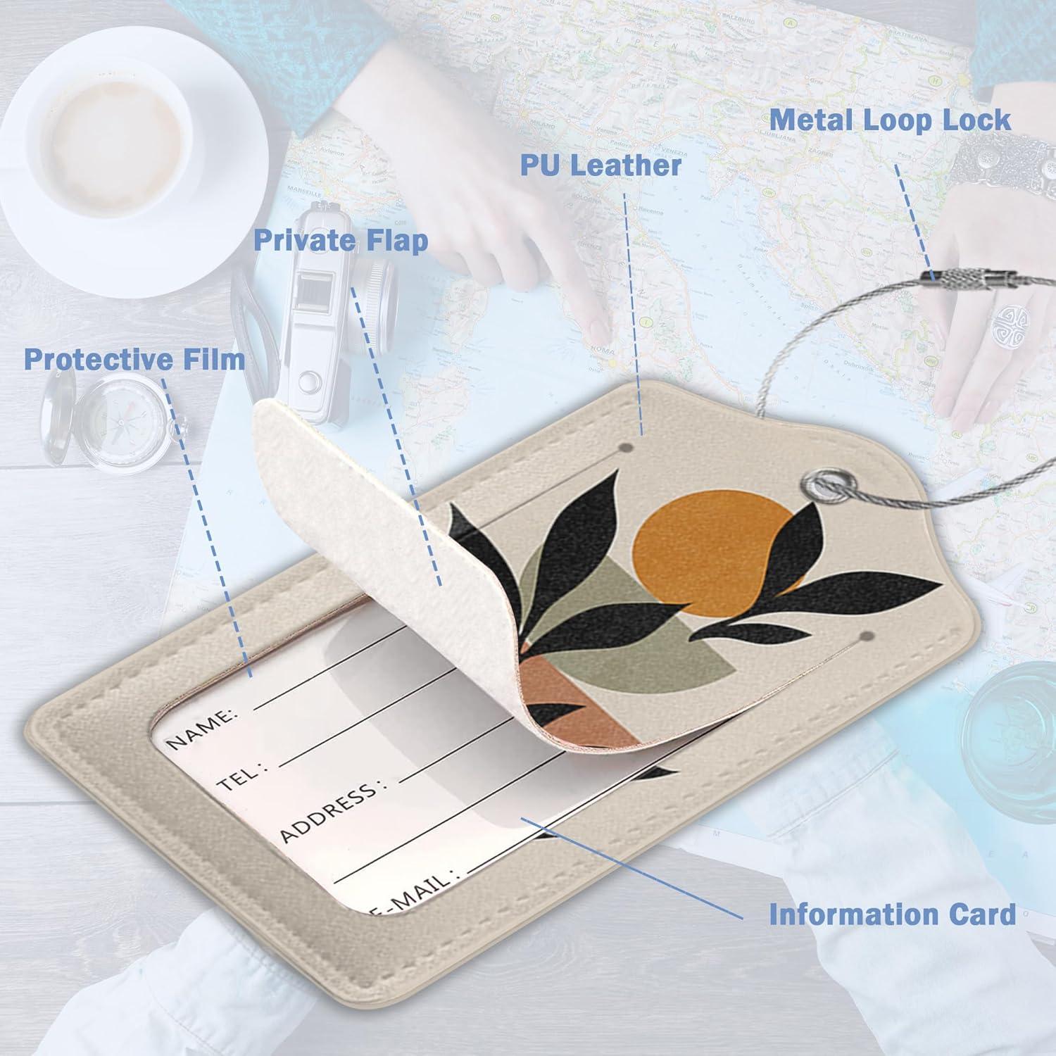 Juego de 3 Etiquetas de Equipaje ZIHONSE en Cuero PU 11.9x7 cm