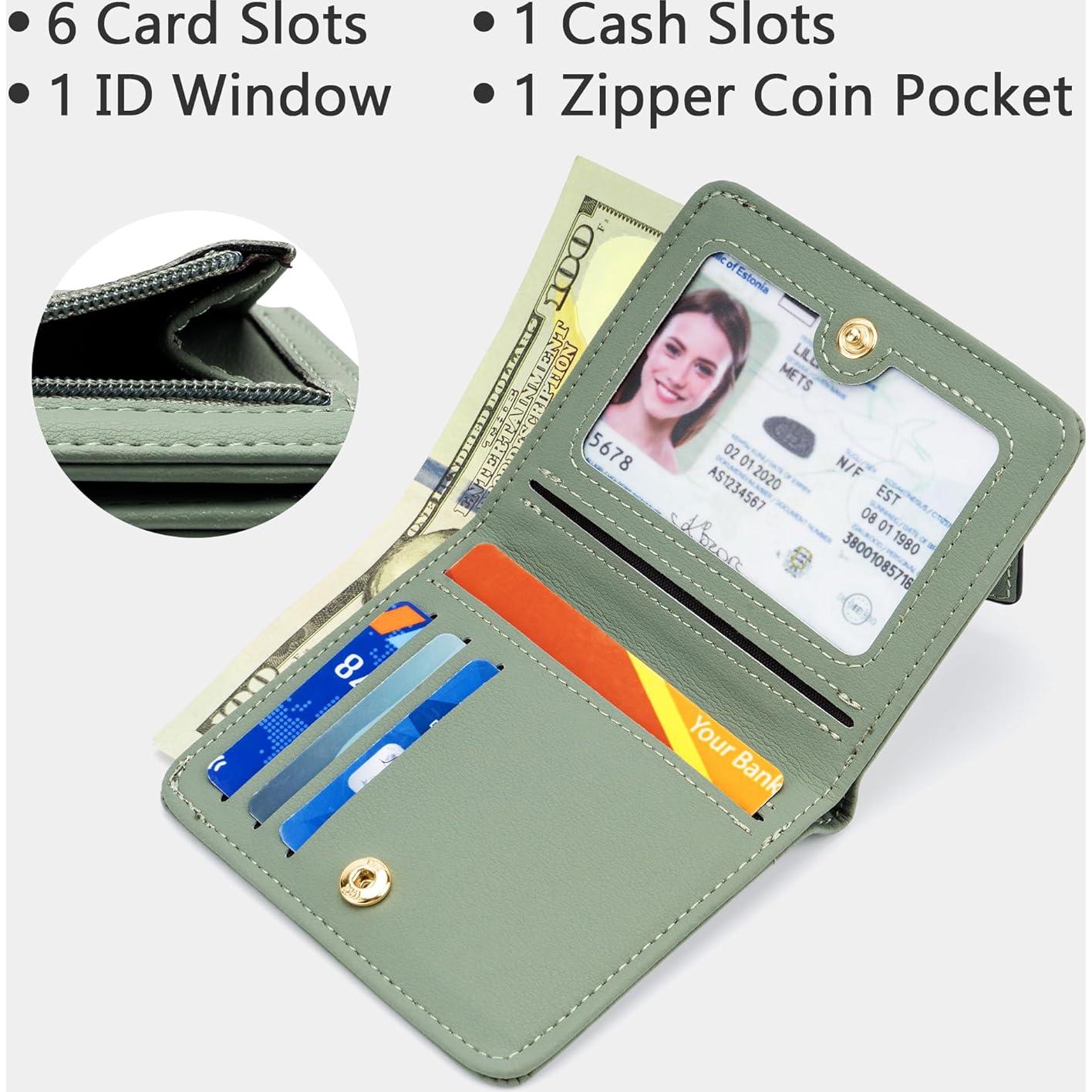 Billetera Compacta Bifold Gostwo Verde con Bloqueo RFID