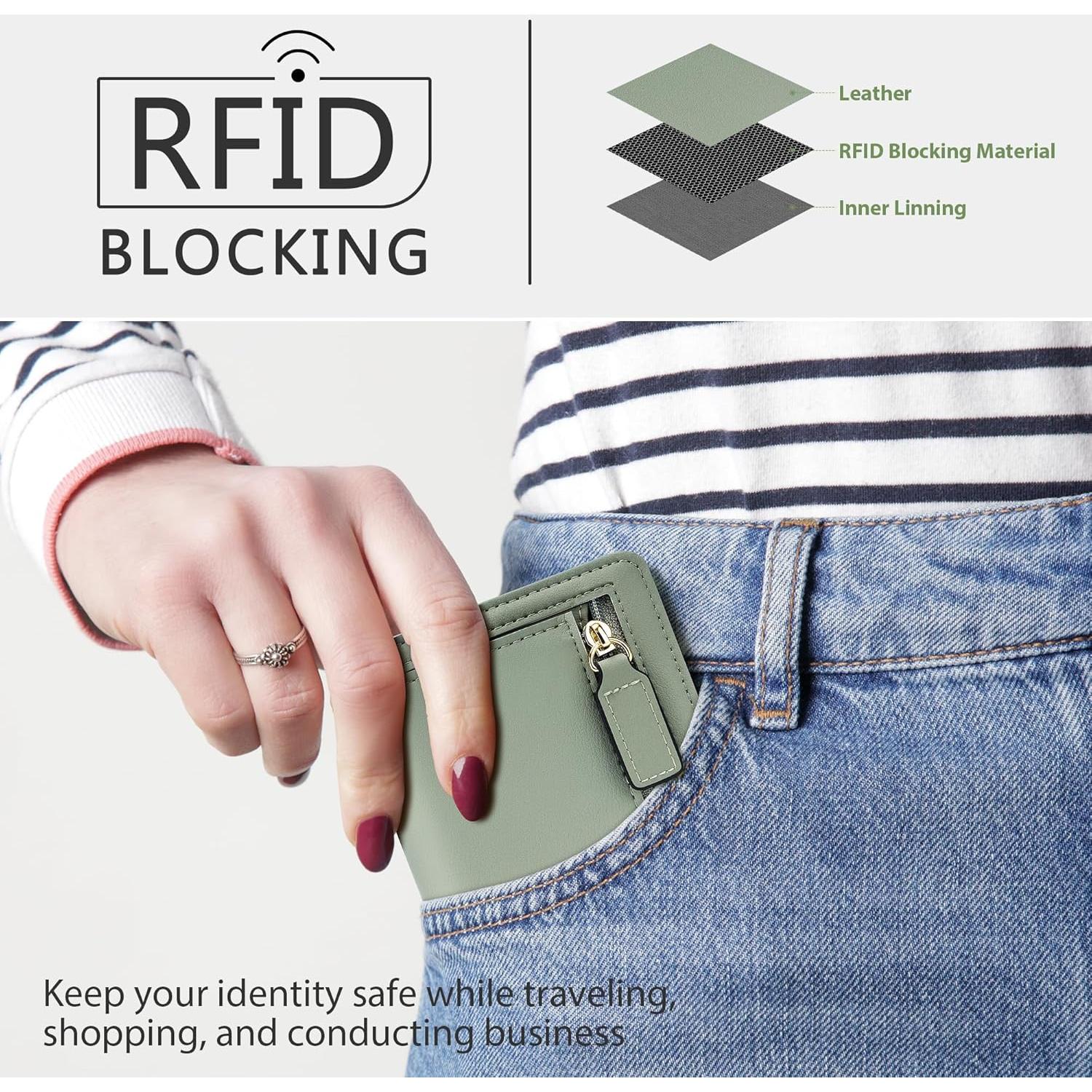 Billetera Compacta Bifold Gostwo Verde con Bloqueo RFID