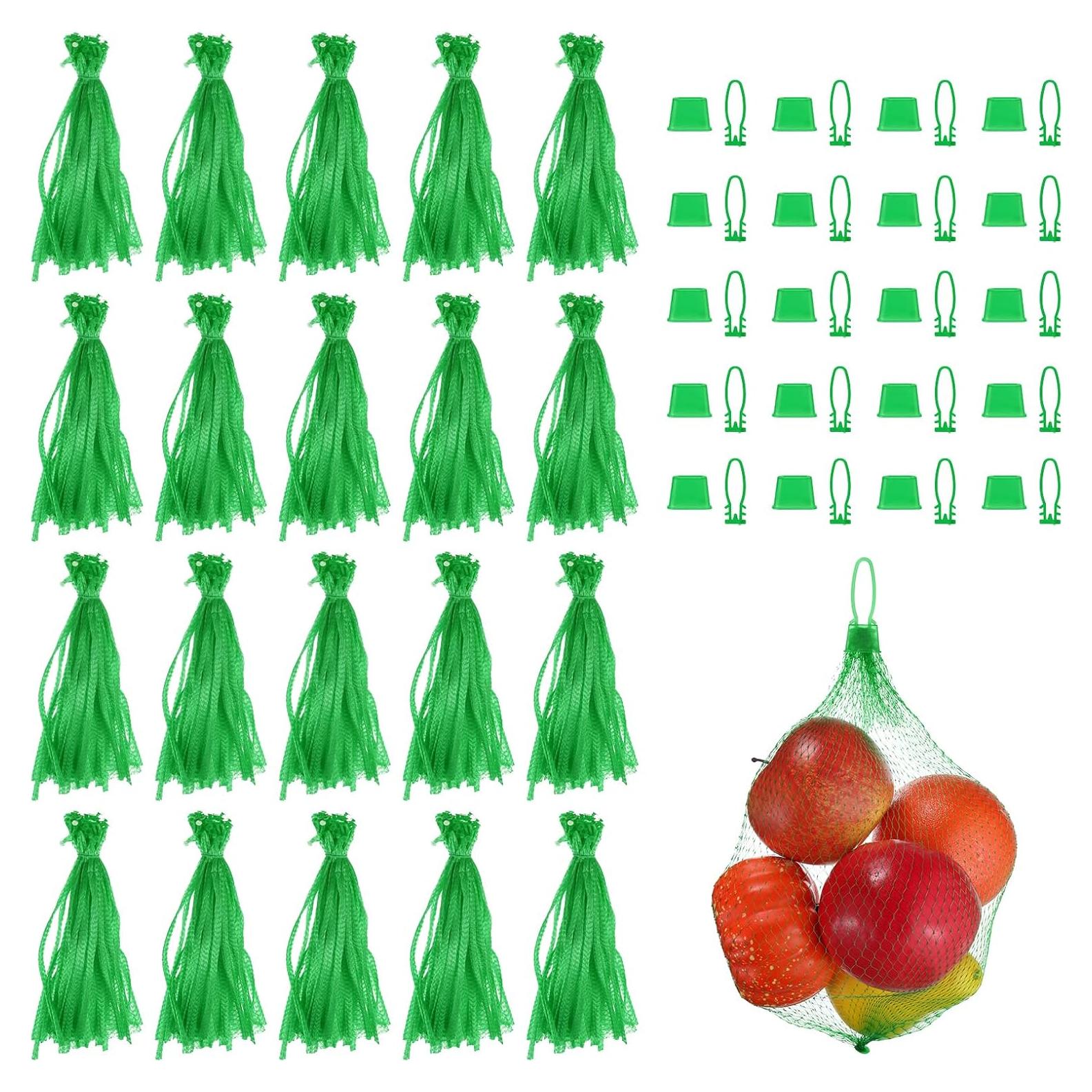 Bolsas de Malla Reutilizables uxcell 30 cm Verde 50 Piezas