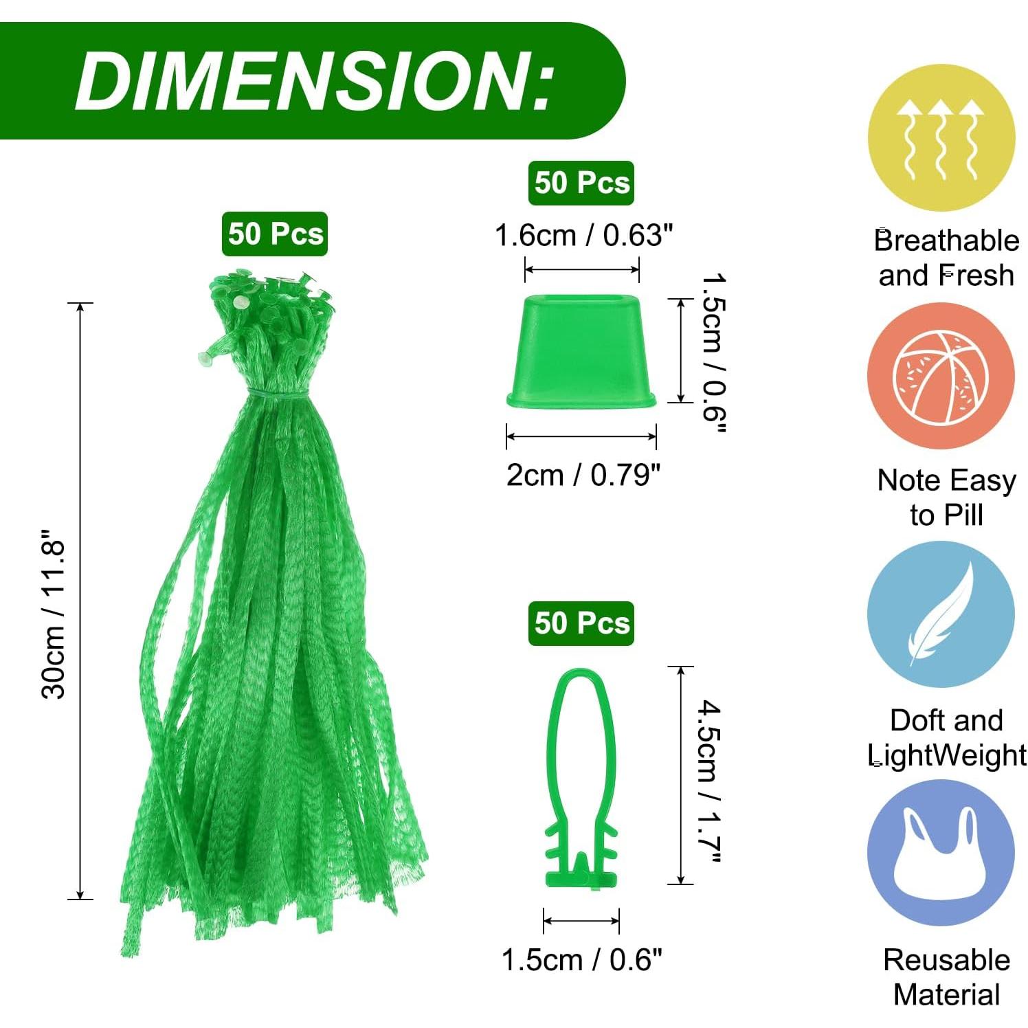 Bolsas de Malla Reutilizables uxcell 30 cm Verde 50 Piezas