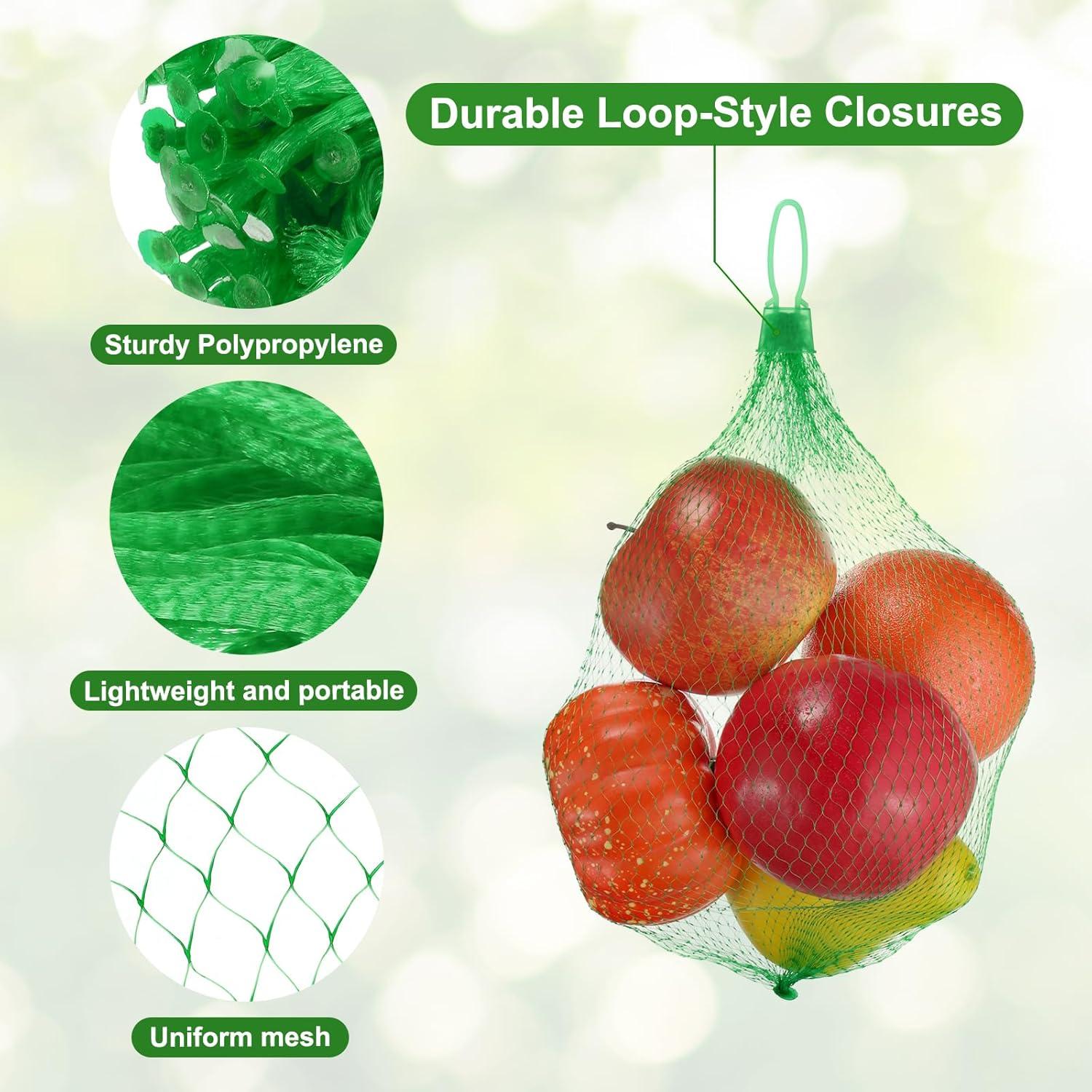 Bolsas de Malla Reutilizables uxcell 30 cm Verde 50 Piezas