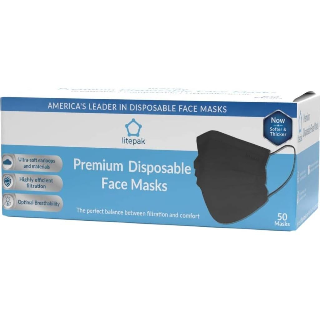 2000 Mascarillas Desechables para Niños Litepak 3 Capas Negro
