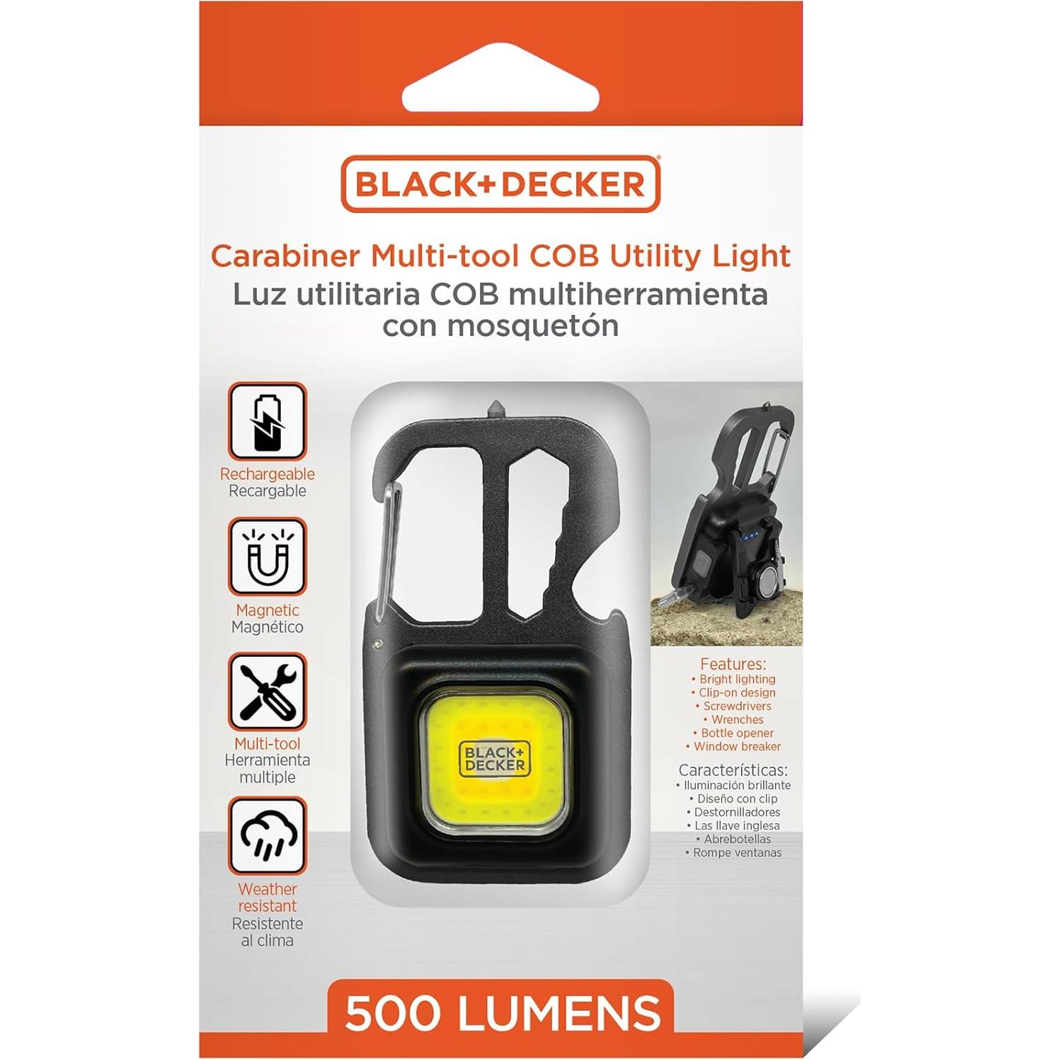 Luz de Utilidad COB 500 Lúmenes BLACK+DECKER Recargable USB