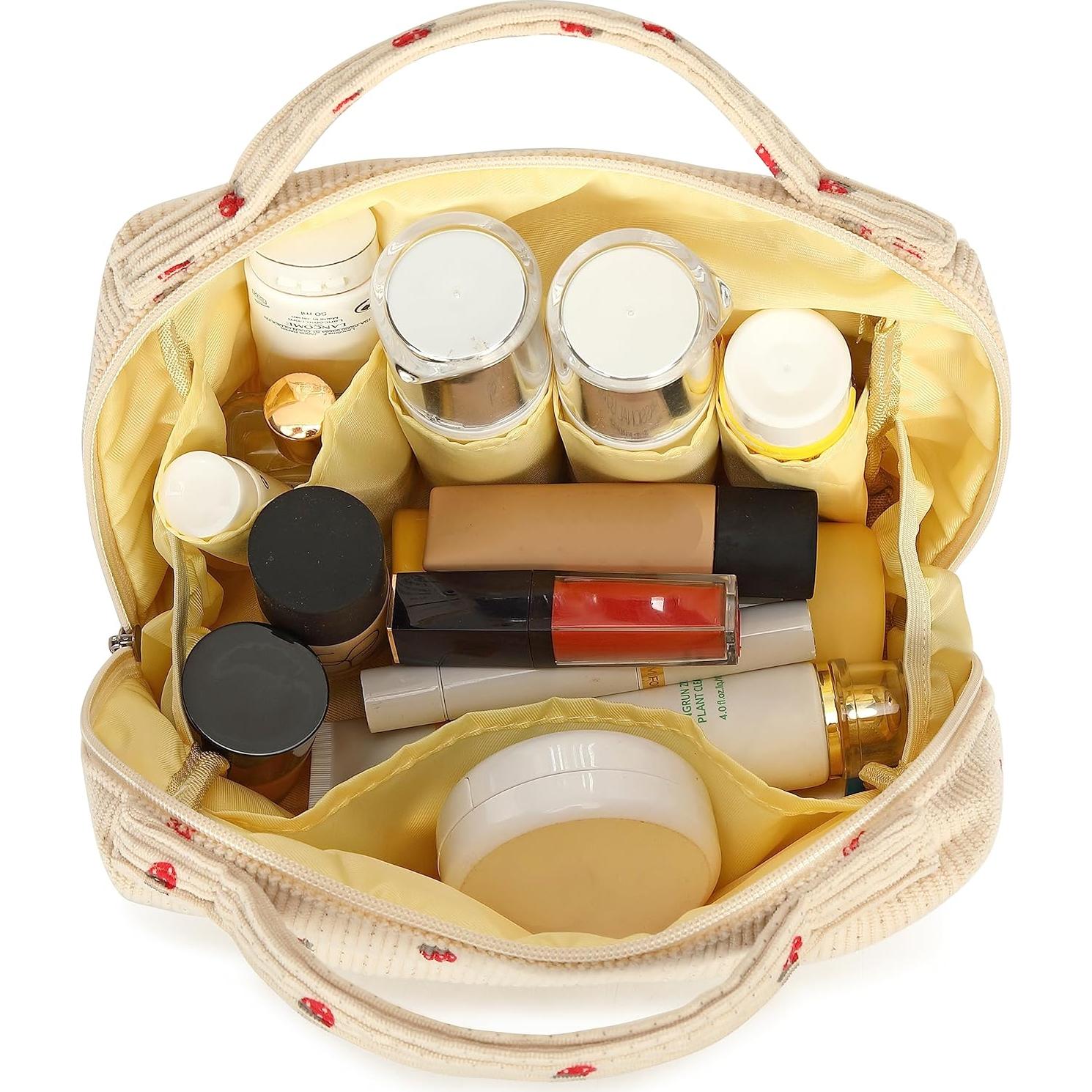 Bolsa de Maquillaje Bluboon Corduroy Beige Fresa 22x17x8cm