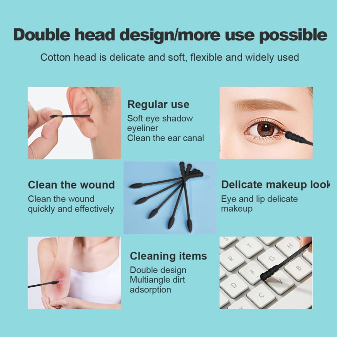 Hisopos de Algodón Doble Punta Negros Le Miju 200 Unidades