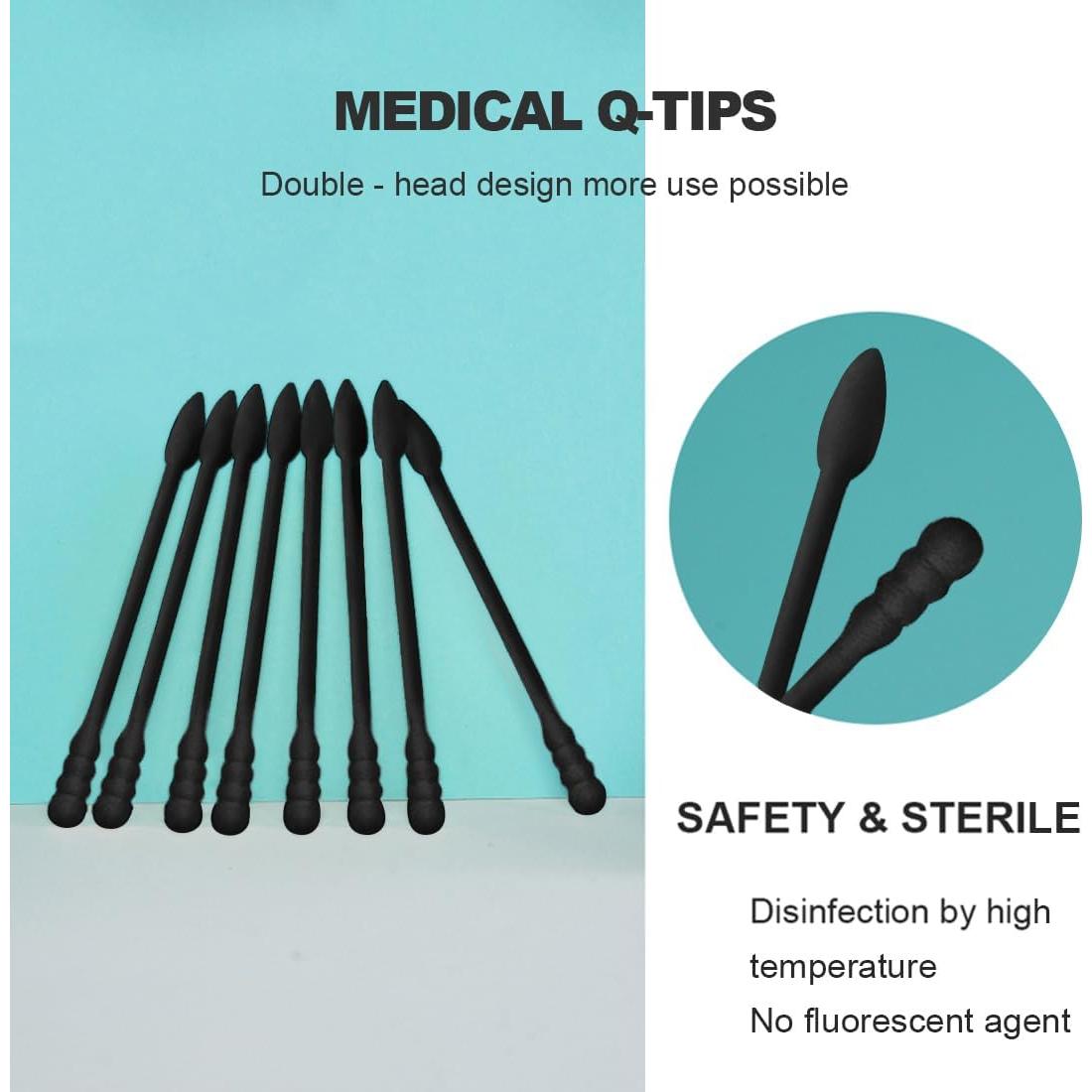 Hisopos de Algodón Doble Punta Negros Le Miju 200 Unidades