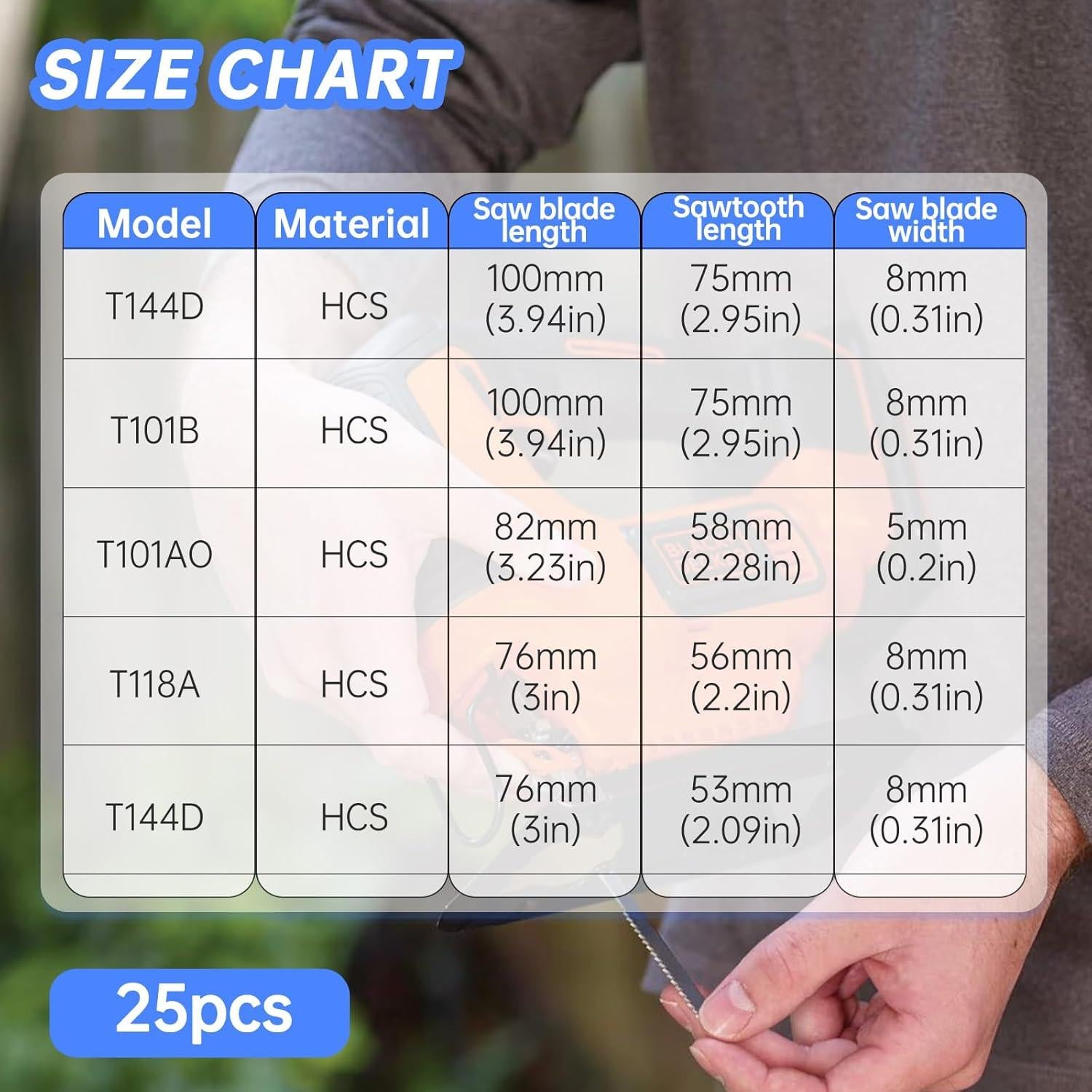 Juego de 25 Cuchillas de Sierra de Calar HCS Runhike para Black and Decker