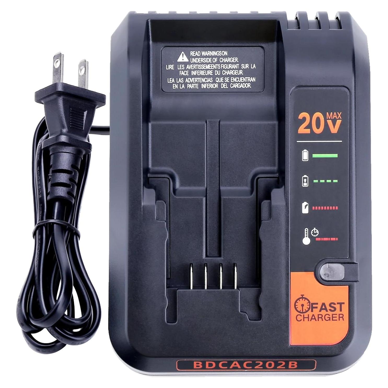Cargador Rápido 20V Black and Decker BDCAC202B 2A