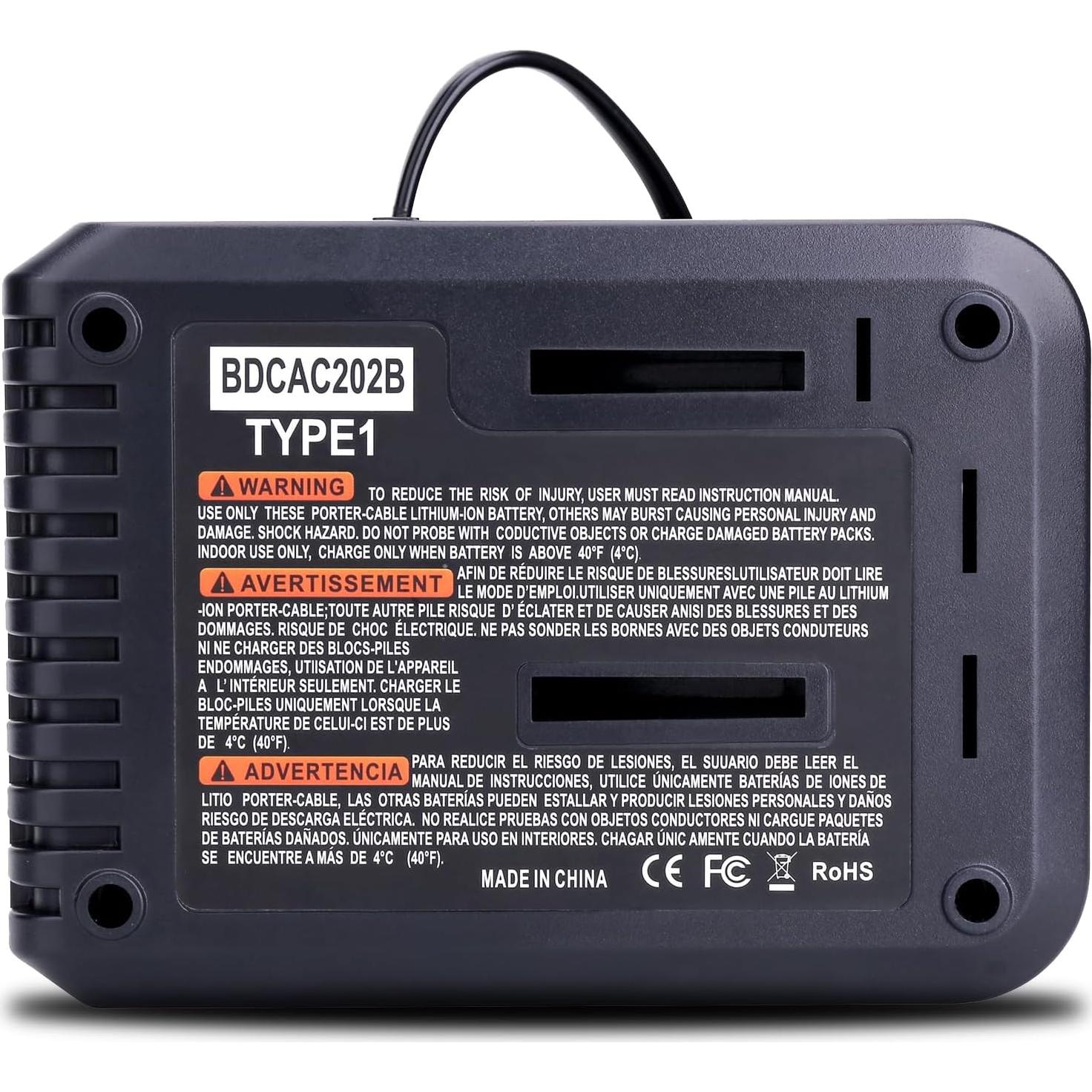 Cargador Rápido 20V Black and Decker BDCAC202B 2A