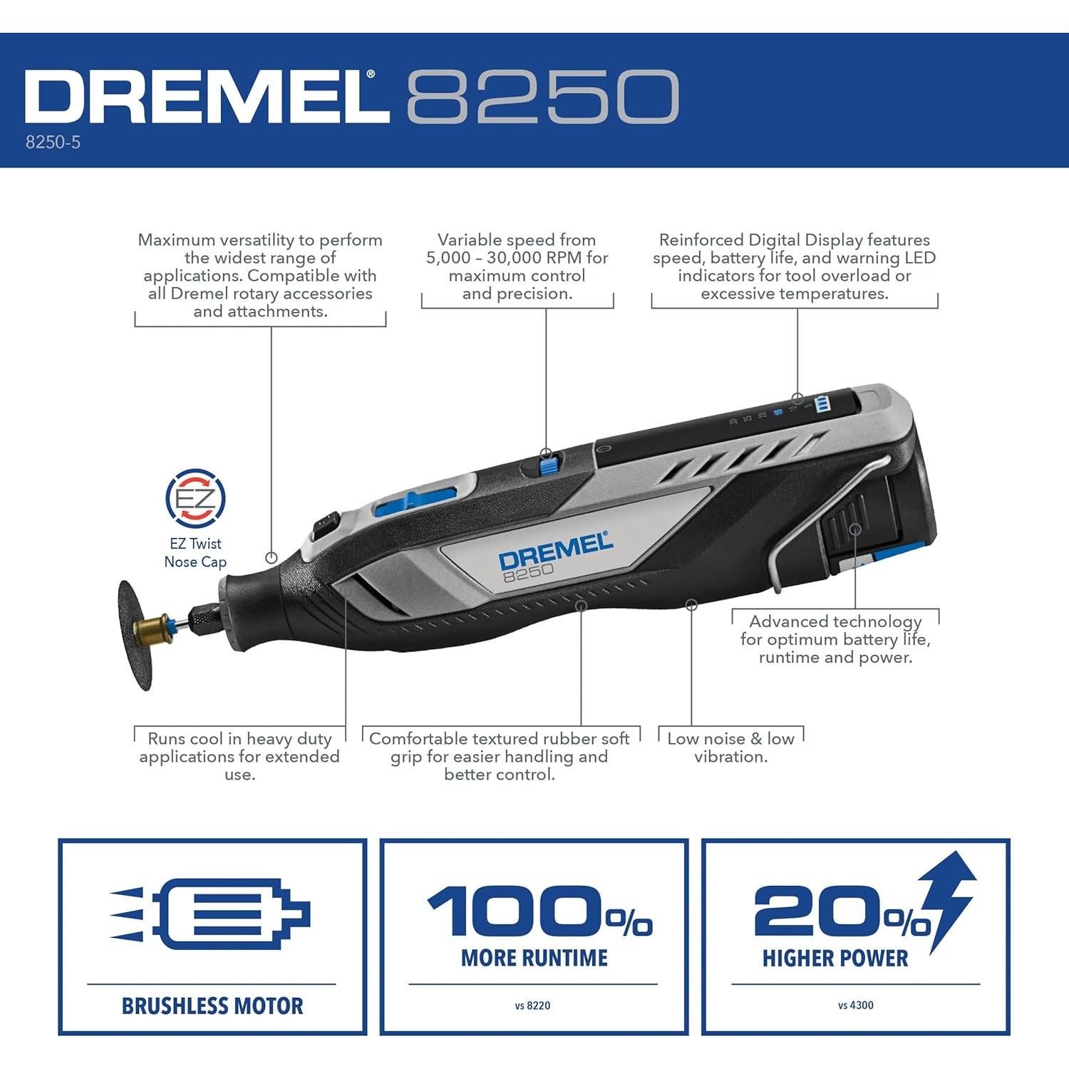 Dremel 8250 Herramienta Rotativa Inalámbrica 12V con Accesorios