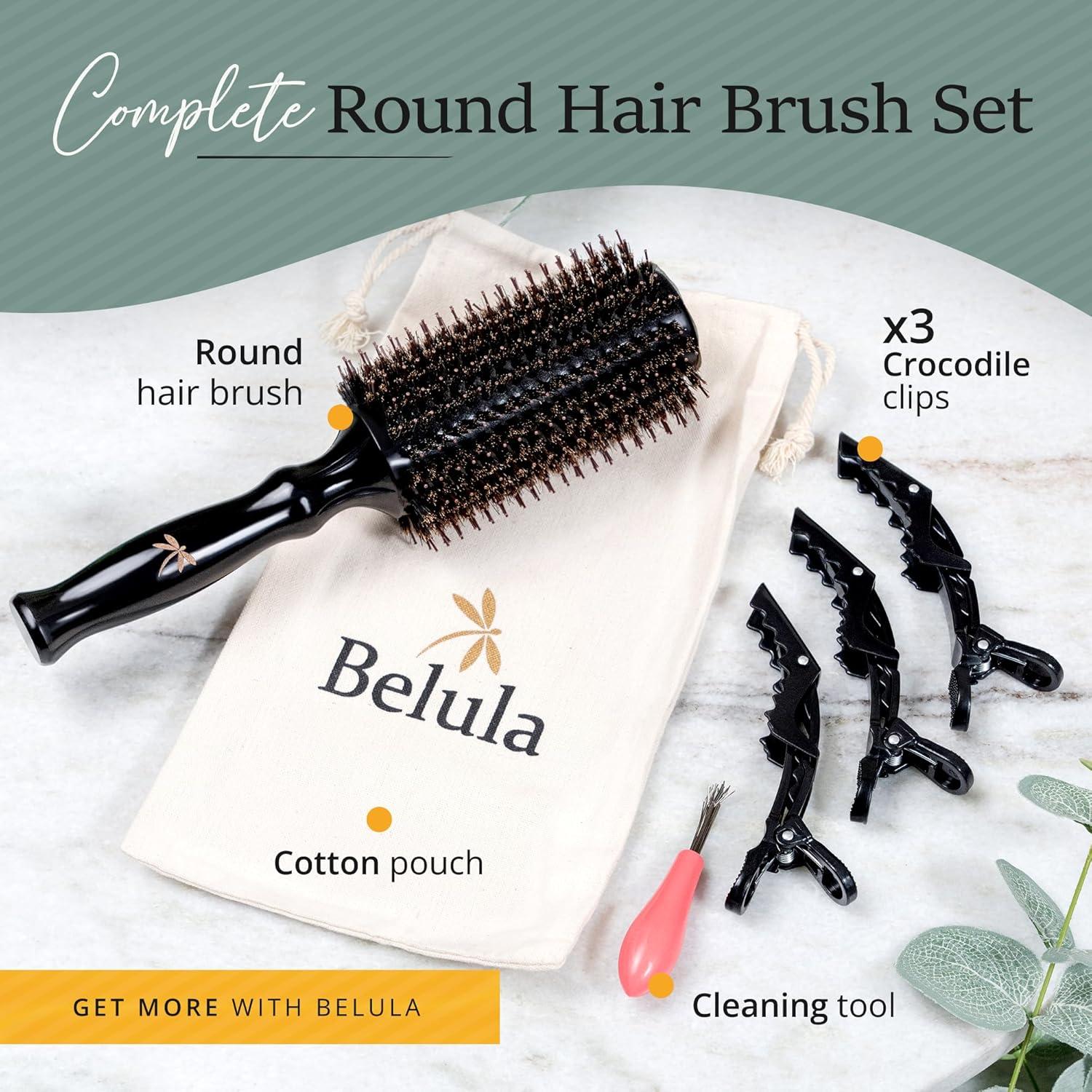 Cepillo Redondo de Cerda de Jabalí Belula 5.08 cm con Clips