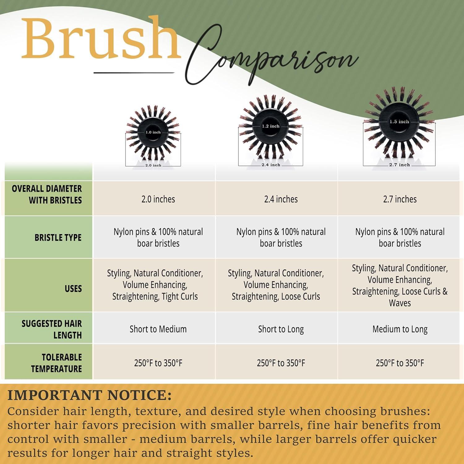 Cepillo Redondo de Cerda de Jabalí Belula 5.08 cm con Clips