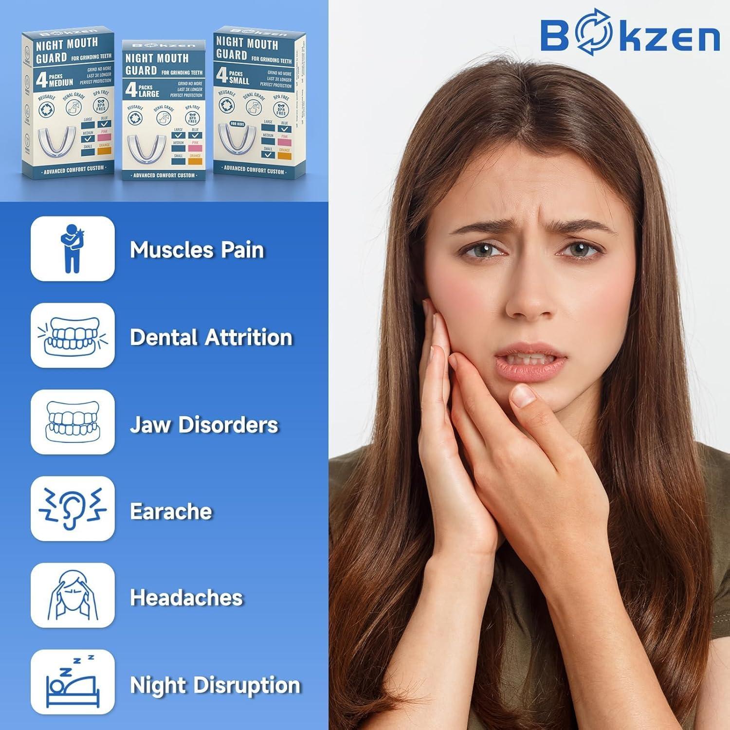 Paquete de 4 Protectores Bucales Azules BOKZEN para Niños