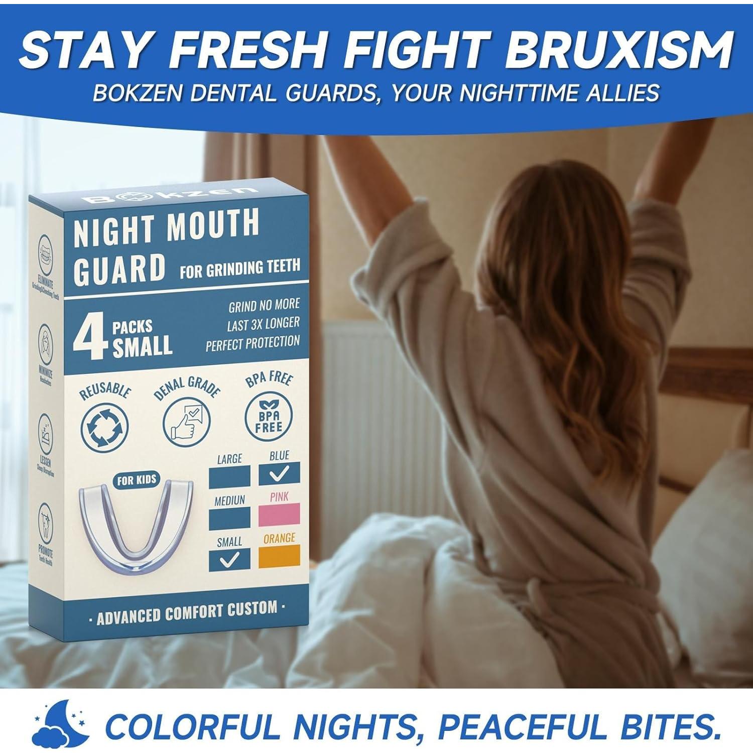 Paquete de 4 Protectores Bucales Azules BOKZEN para Niños