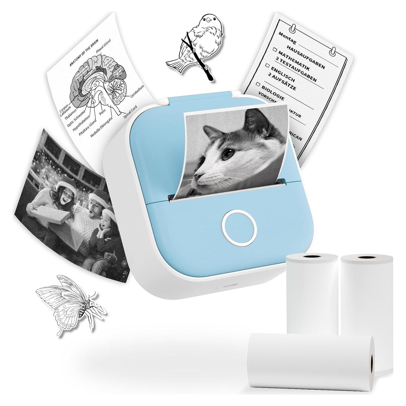 Impresora Portátil Omezizy T02 Bluetooth con 3 Rollos