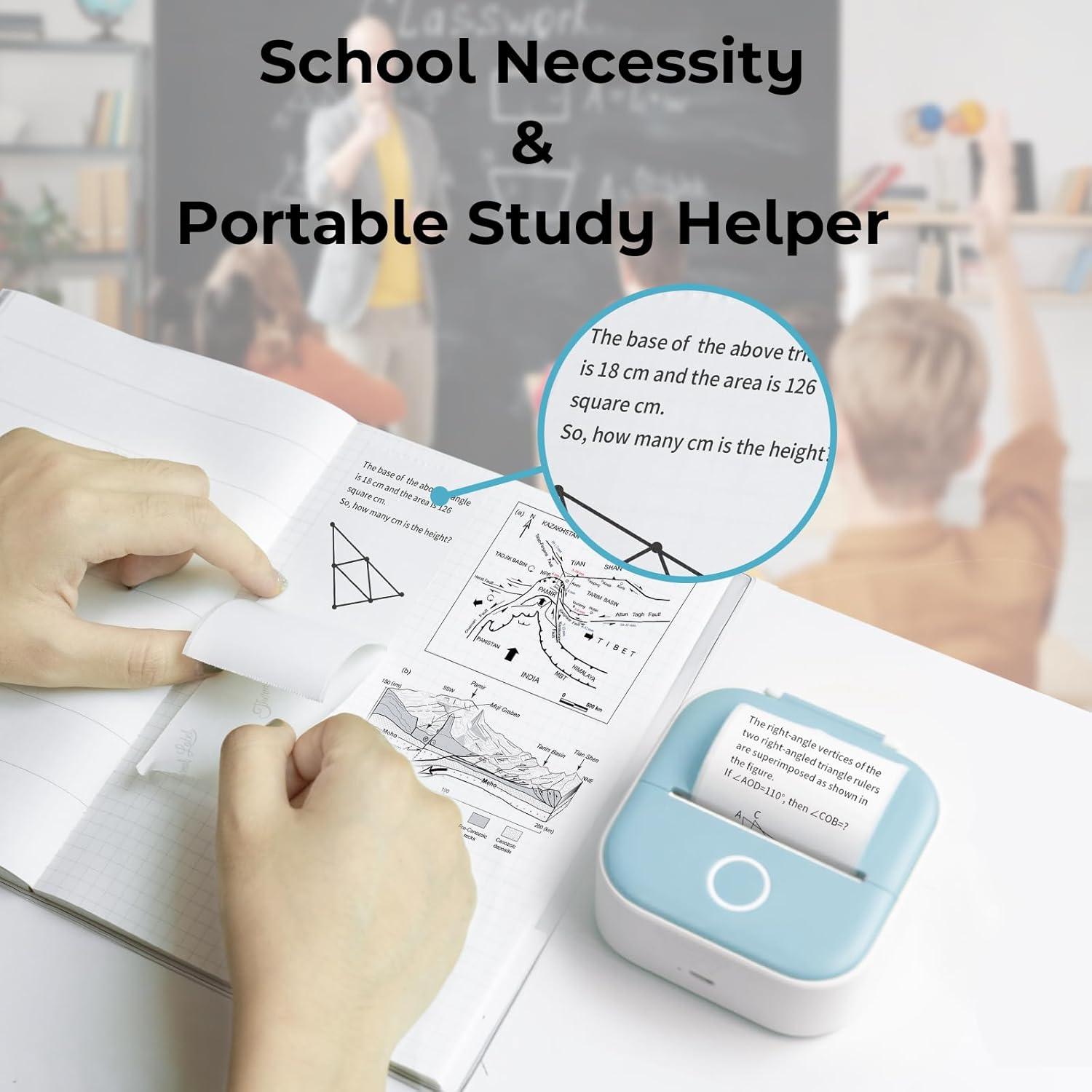 Impresora Portátil Omezizy T02 Bluetooth con 3 Rollos