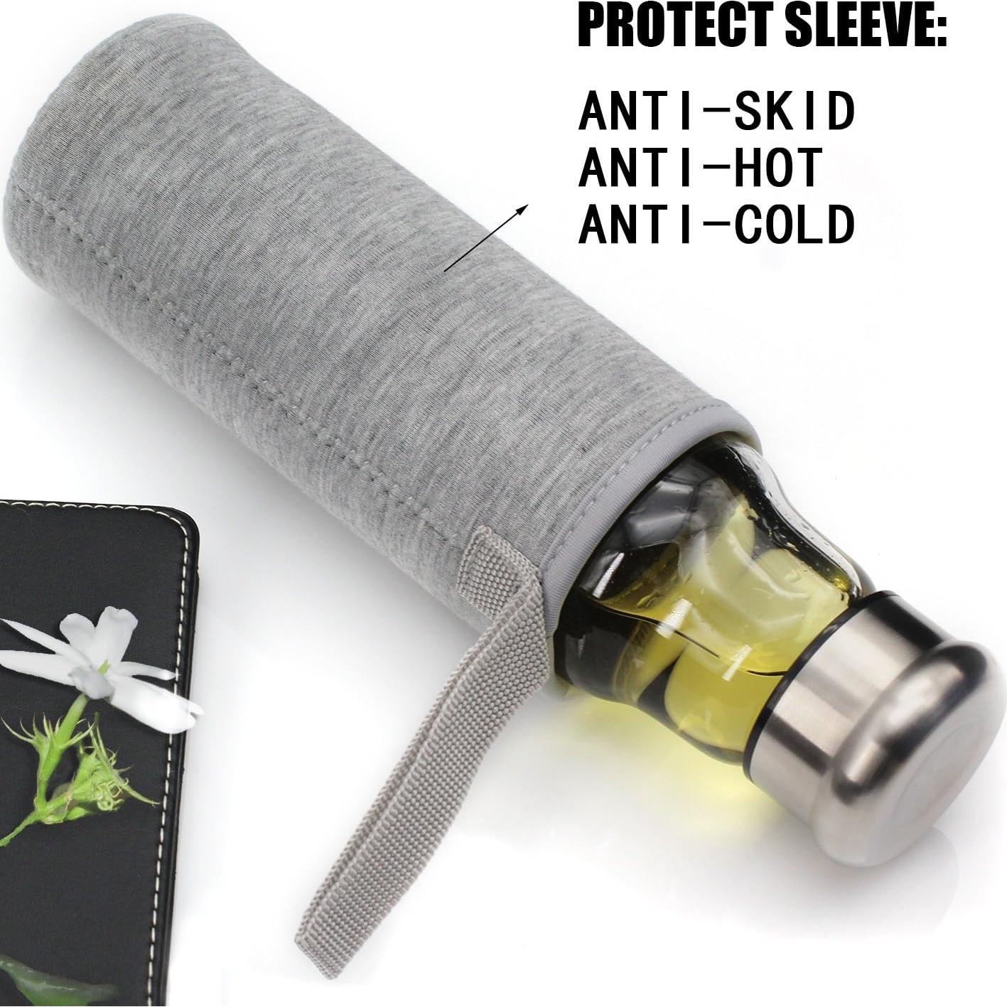 Botella de Agua de Vidrio Borosilicato TOPOKO 0.55L con Infusor