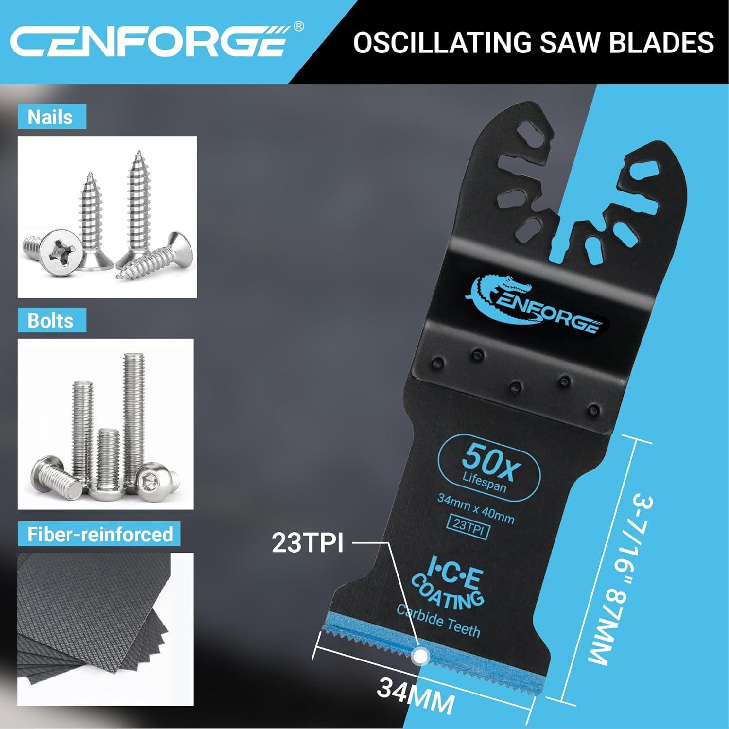 Hojas Oscilantes de Carburo CENFORGE, Paquete de 4, 17.5x13.9cm