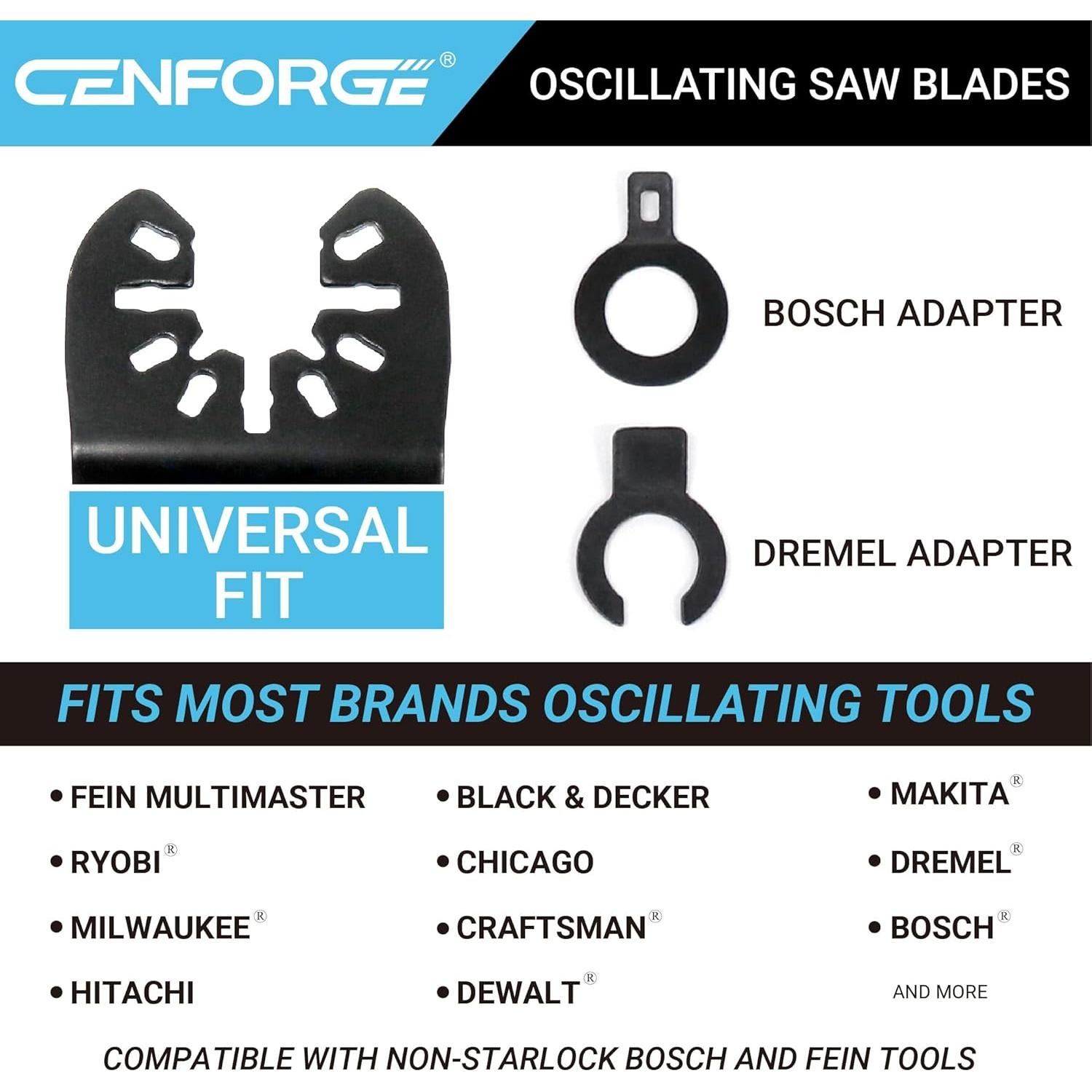 Hojas Oscilantes de Carburo CENFORGE, Paquete de 4, 17.5x13.9cm