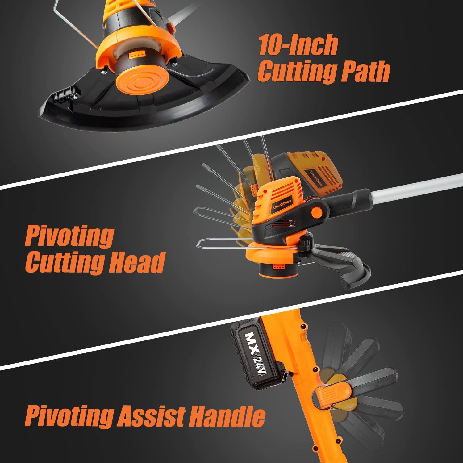 Cortacésped y Desmalezadora LawnMaster 24V 33-cm Combo con Baterías