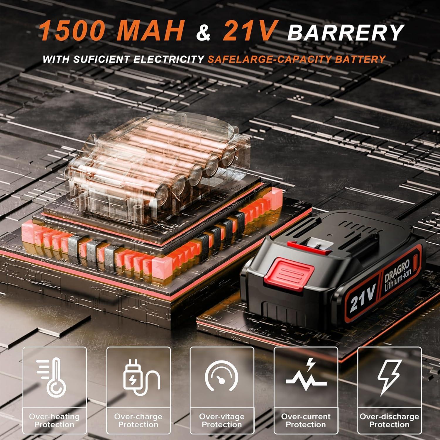 Desmalezadora Eléctrica 21V Mrzneaoch con 2 Baterías y 16 Cuchillas