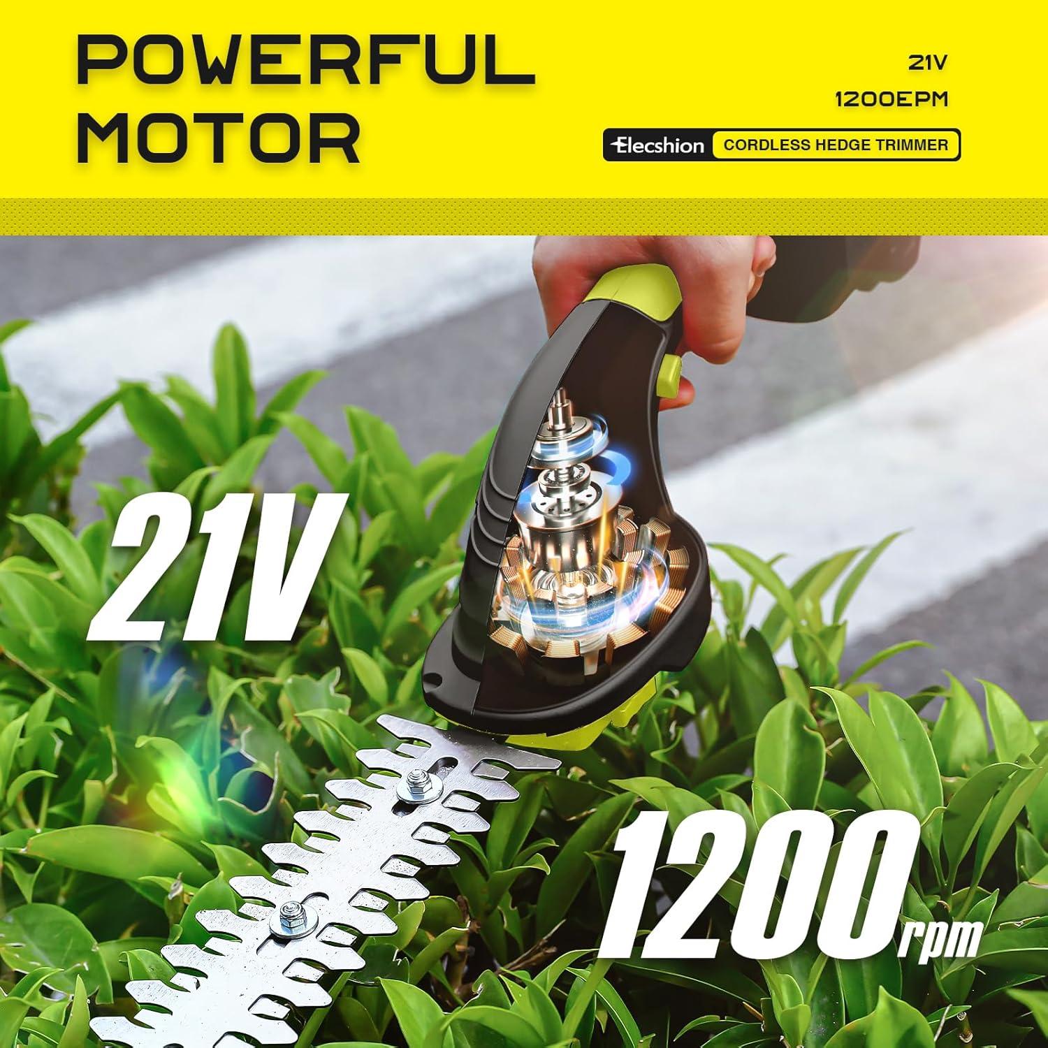 Cortadora de Setos Inalámbrica Elecshion 21V con 2 Baterías