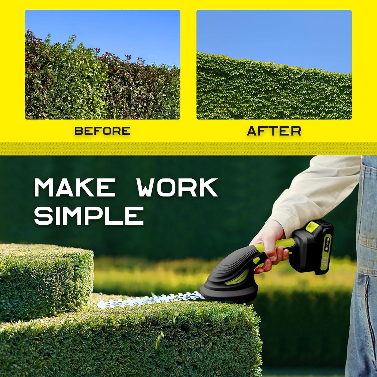 Cortadora de Setos Inalámbrica Elecshion 21V con 2 Baterías