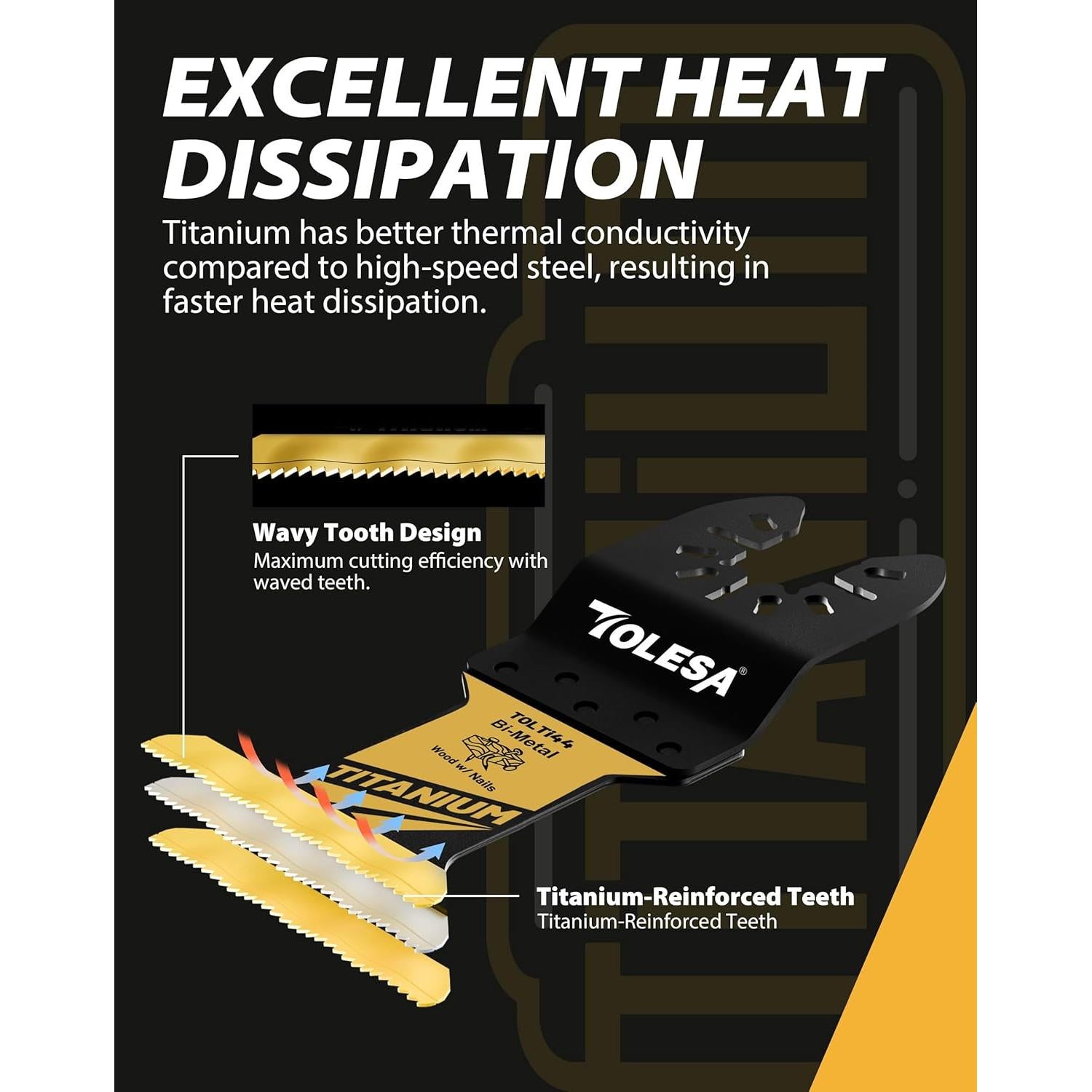 Cuchillas Oscilantes TOLESA 16pcs Titanio para Metal y Madera