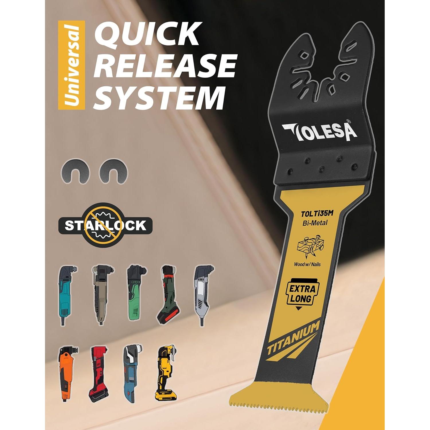 Cuchillas Oscilantes TOLESA 16pcs Titanio para Metal y Madera