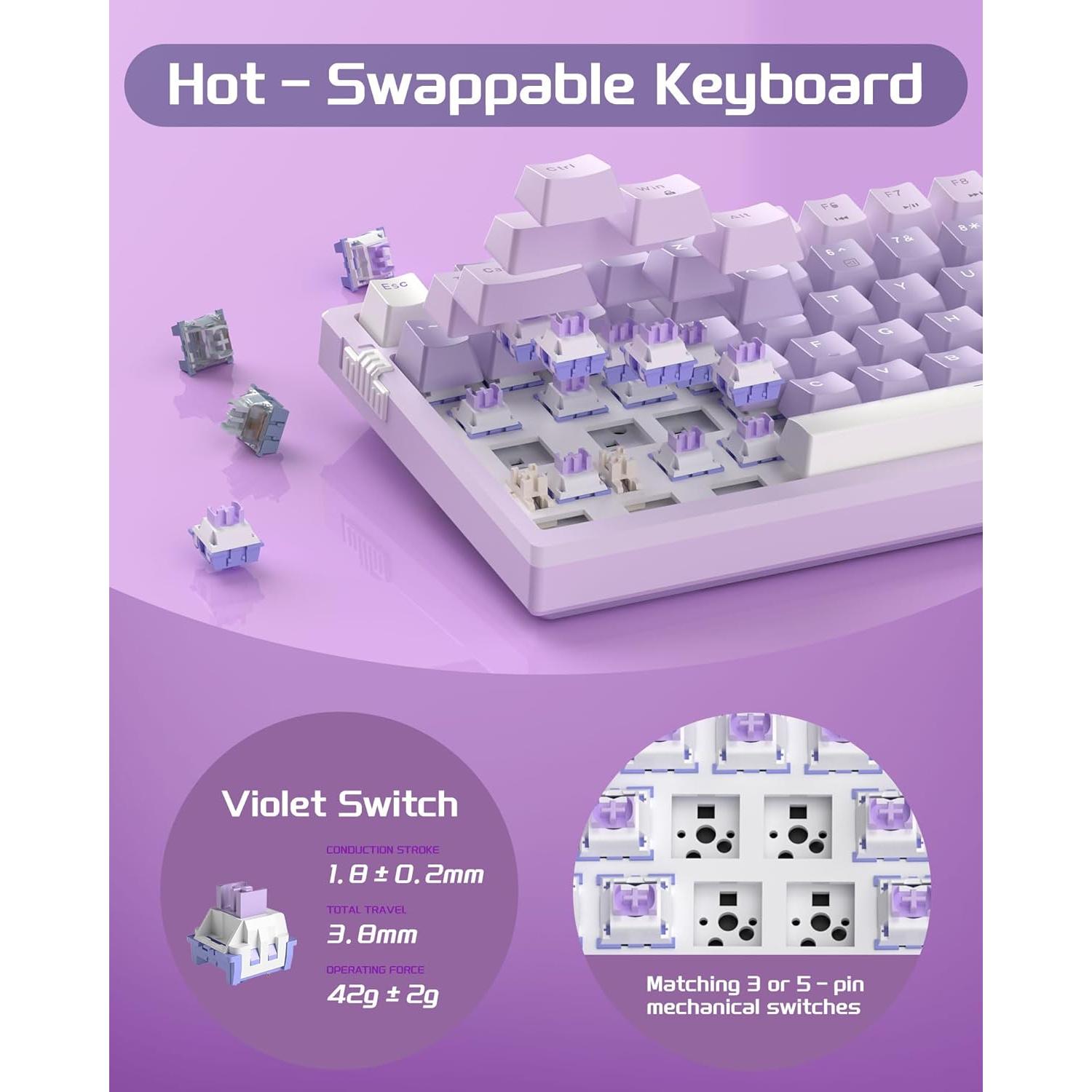 Teclado Mecánico MageGee SKY98 96% RGB Gasket Violeta