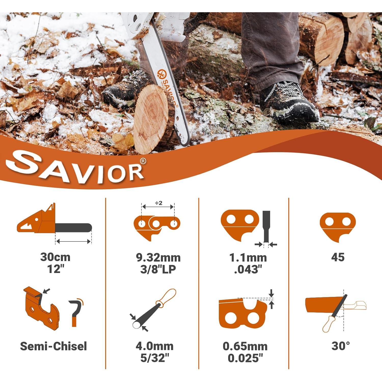 Cadena de Motosierra Savior 30 cm 45DL .043" 3/8" LP - Reemplazo