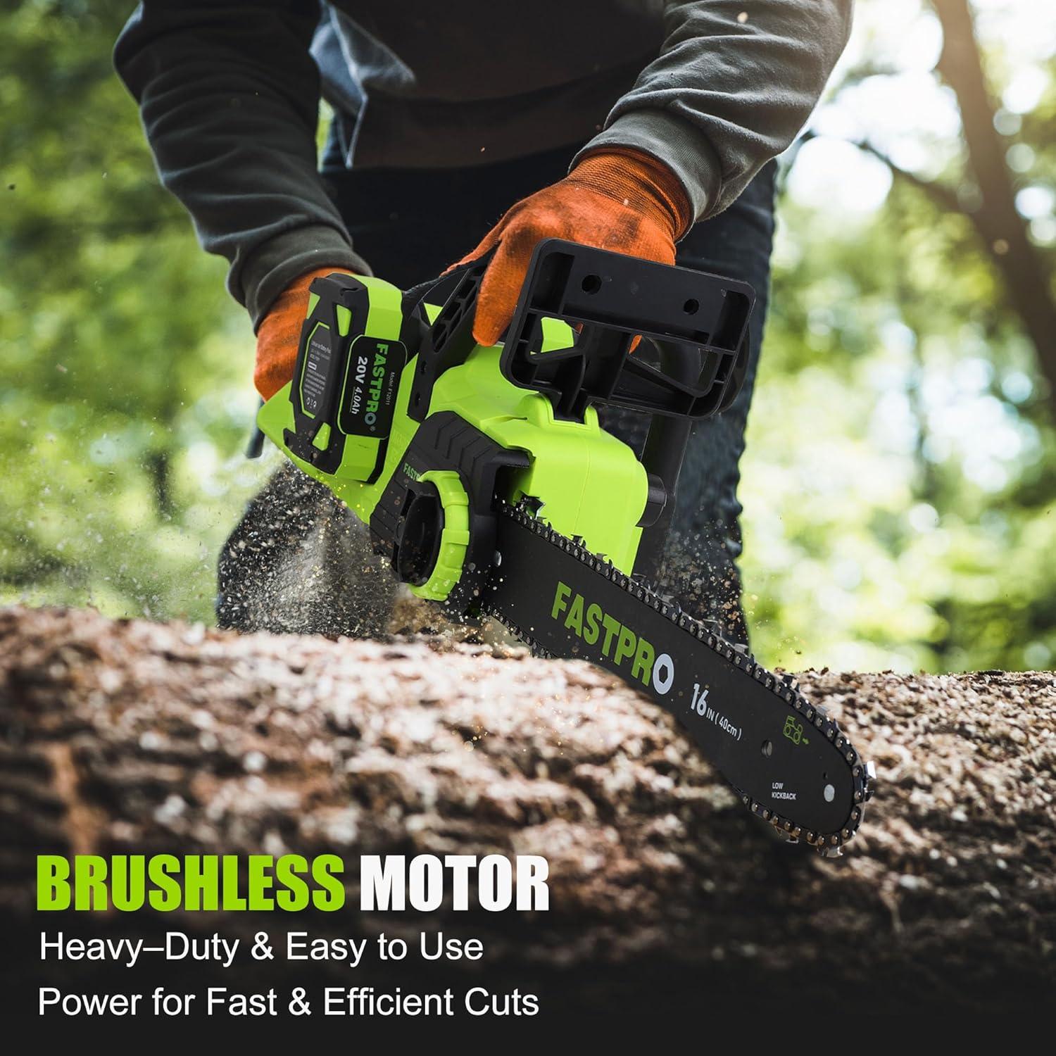 Motosierra Inalámbrica FASTPRO 40V 16" con 2 Baterías 4.0Ah