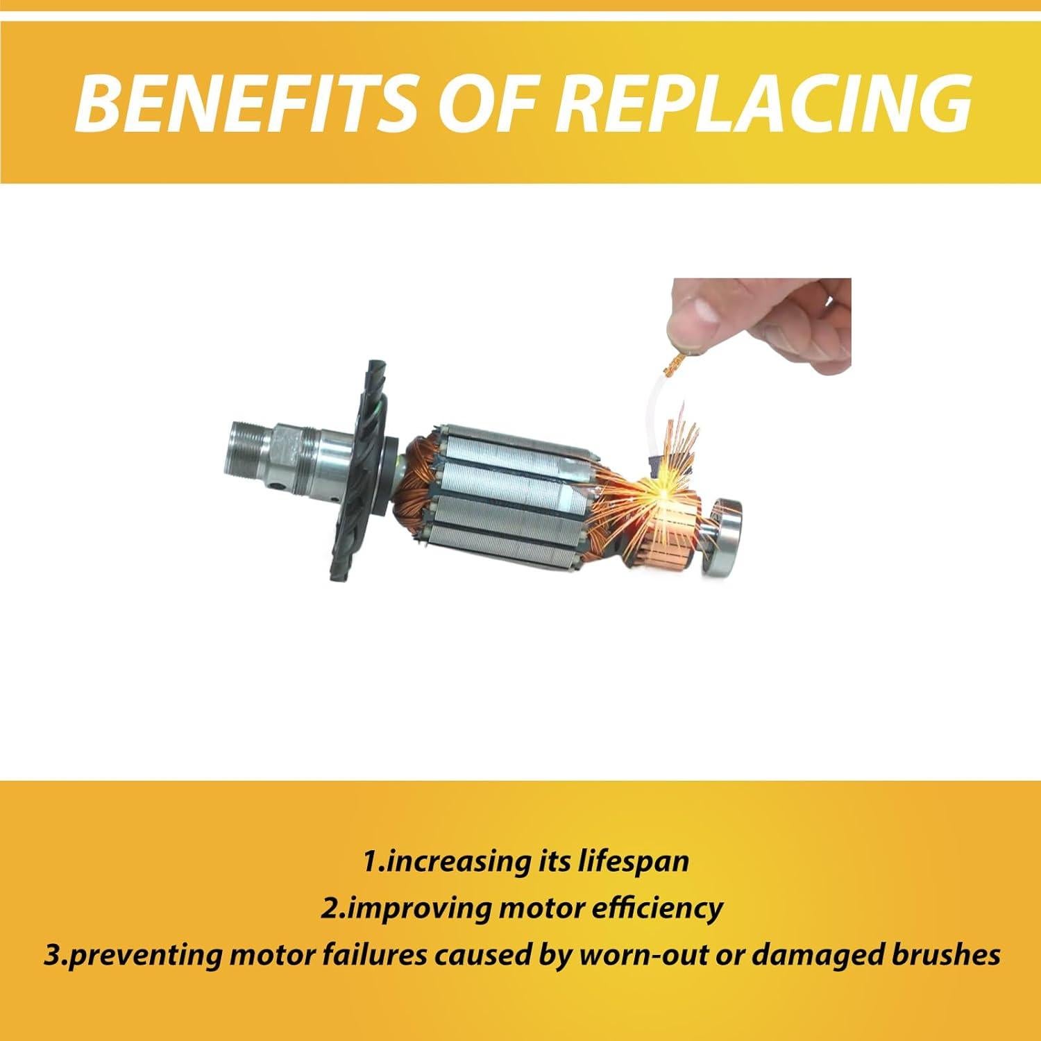 Paquete de 10 Cepillos de Carbón JUXIANG 445861-03/25 para Dewalt