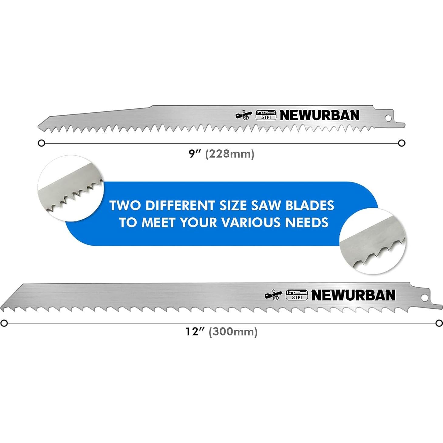 Cuchillas de Sierra Recíproca NEWURBAN para Carne 5TPI 9" y 3TPI 12"