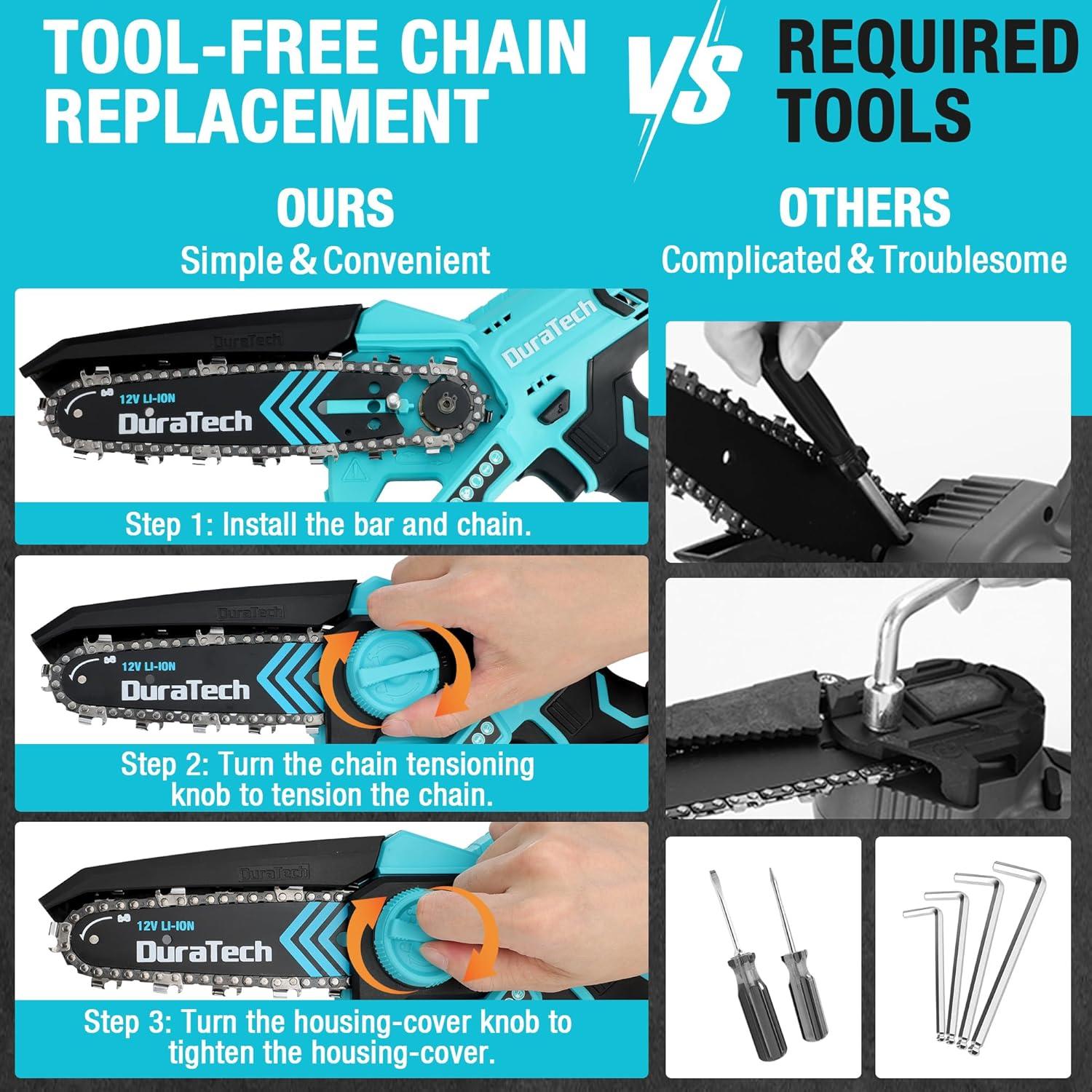 Mini Motosierra Eléctrica Inalámbrica DURATECH 6" 12V