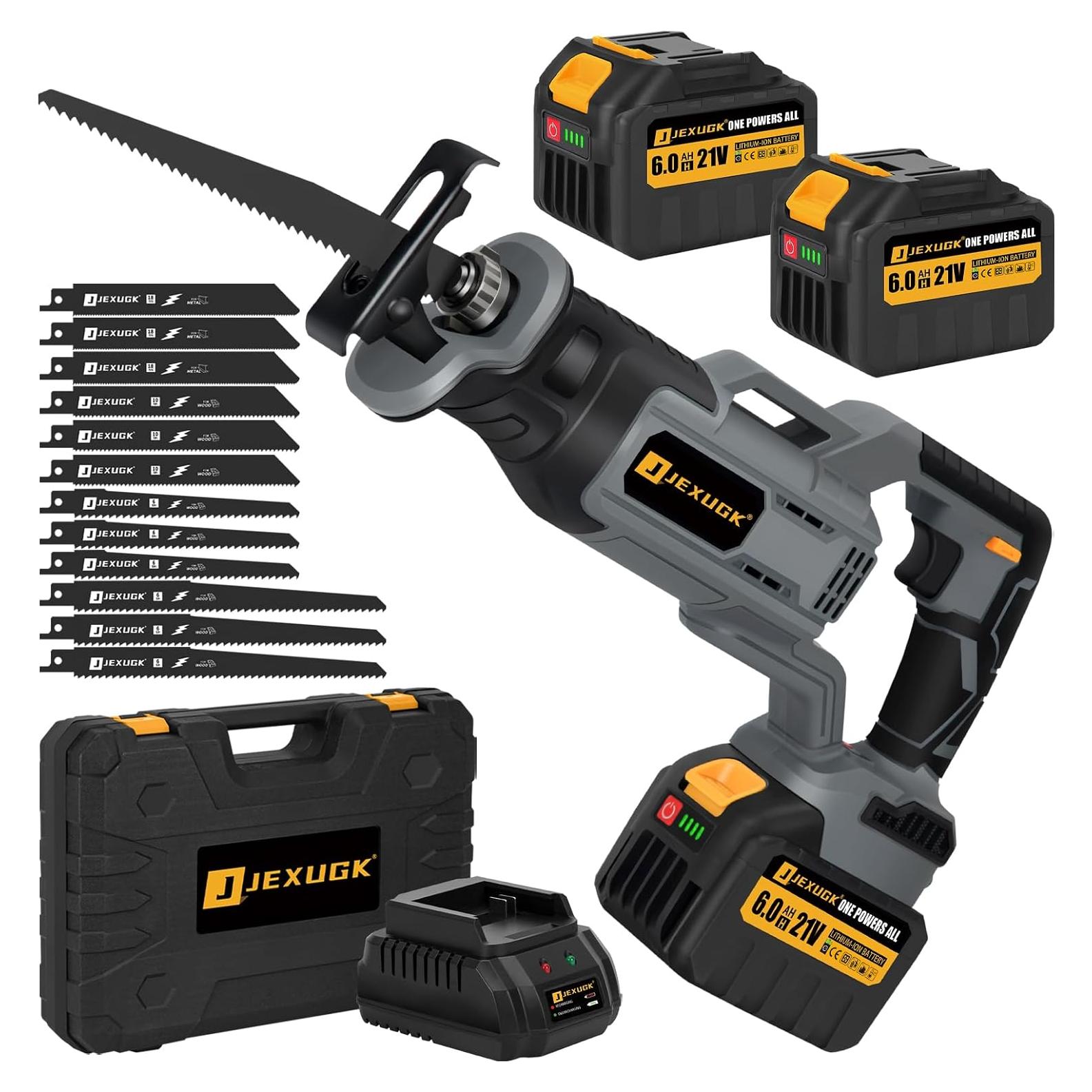 Sierra Recíproca Inalámbrica JEXUGK 21V con 2 Baterías 6.0Ah