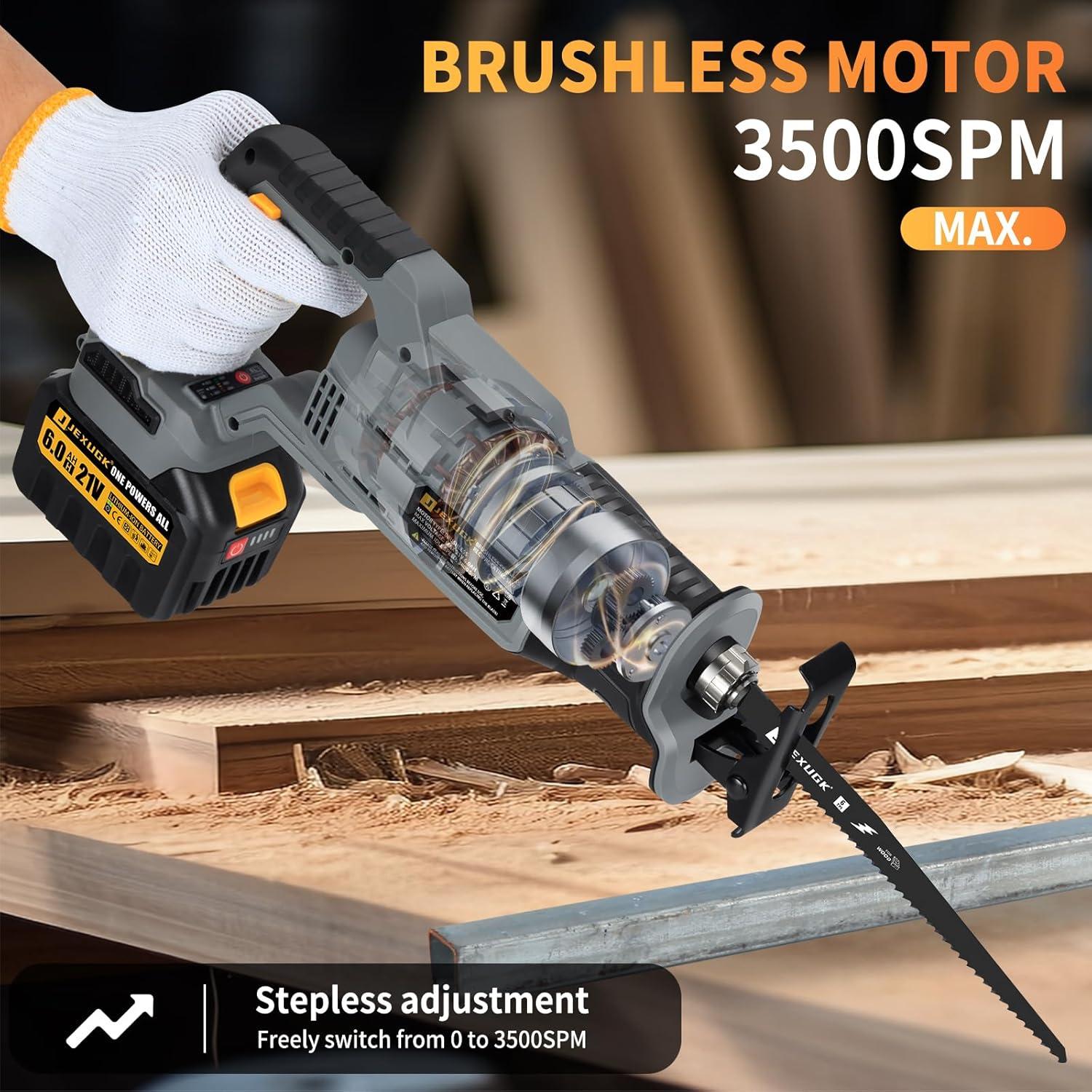 Sierra Recíproca Inalámbrica JEXUGK 21V con 2 Baterías 6.0Ah