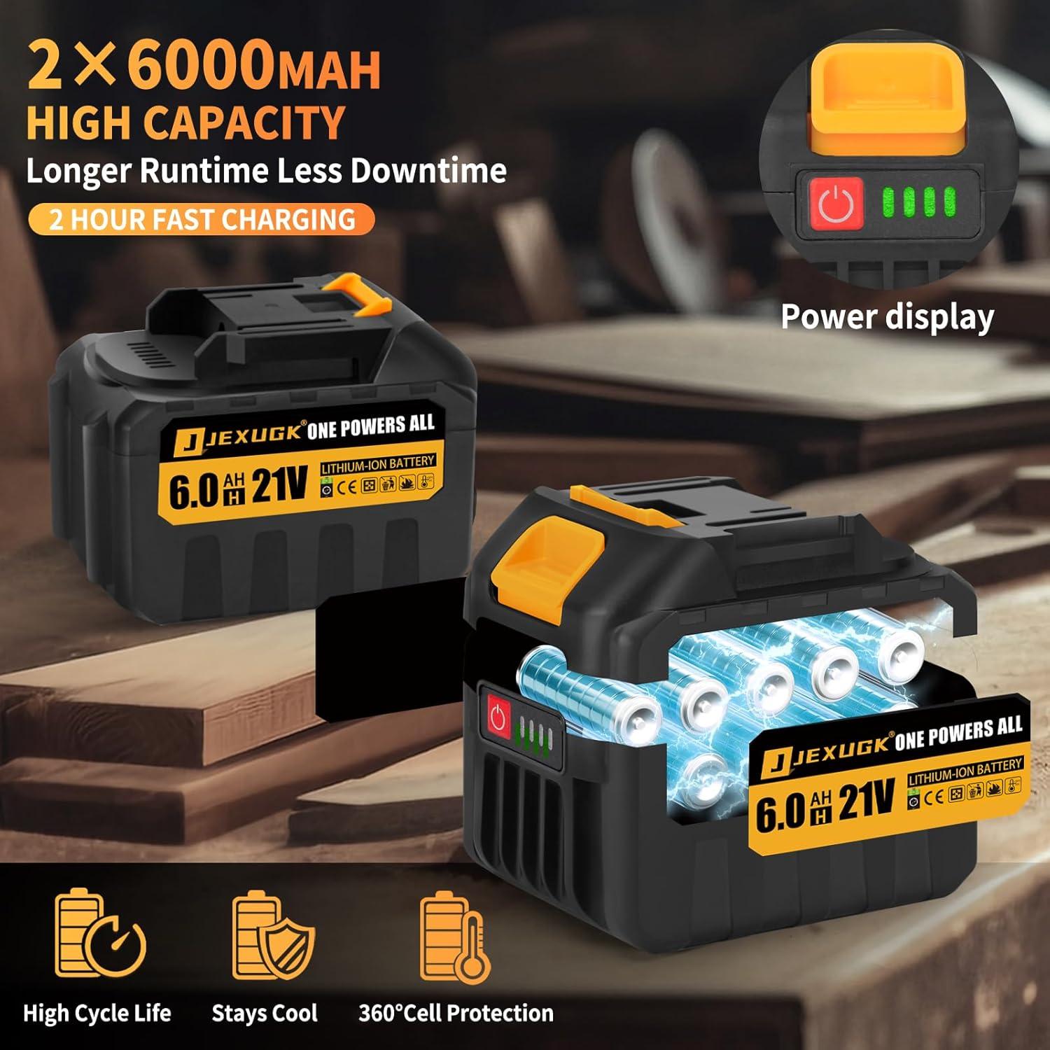 Sierra Recíproca Inalámbrica JEXUGK 21V con 2 Baterías 6.0Ah