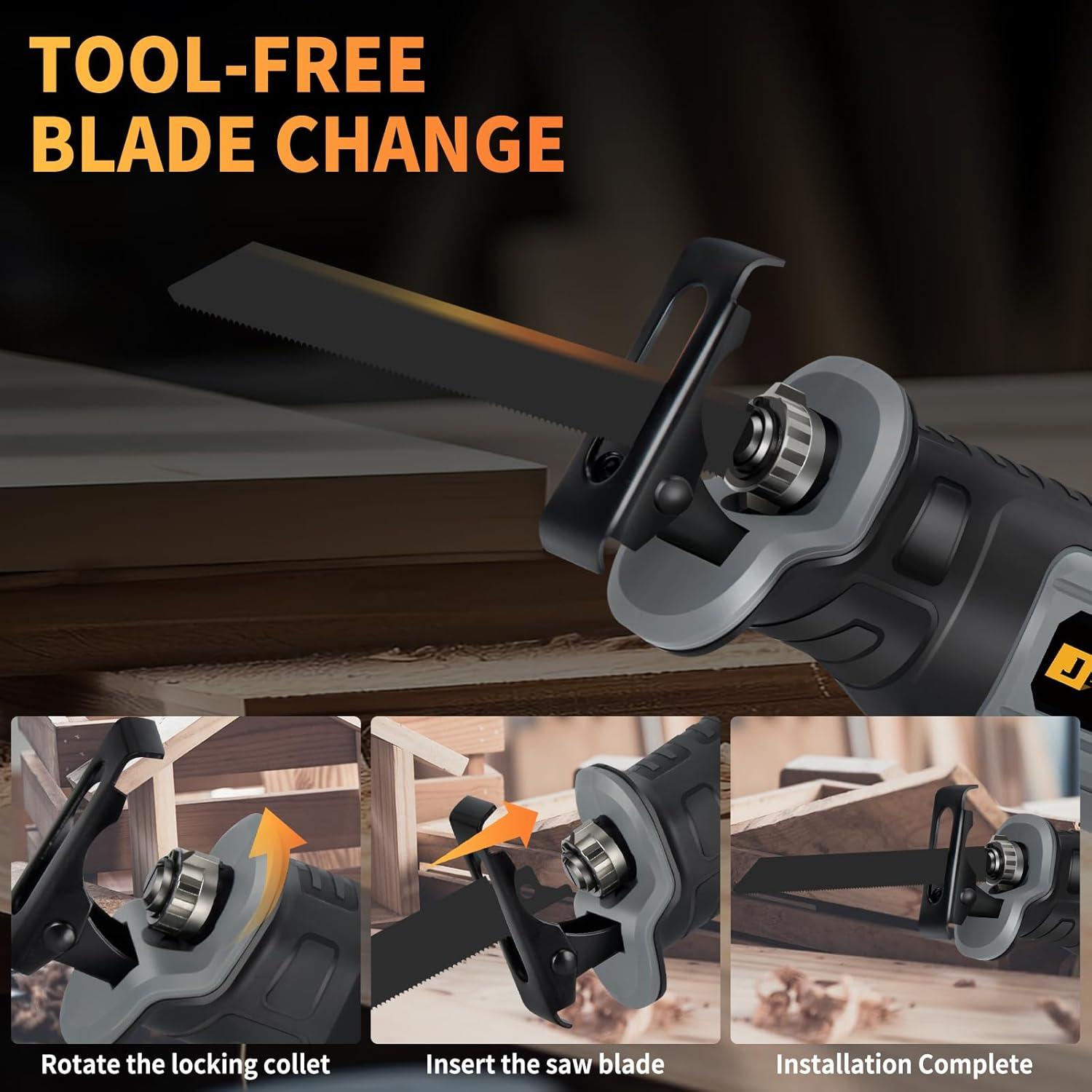 Sierra Recíproca Inalámbrica JEXUGK 21V con 2 Baterías 6.0Ah